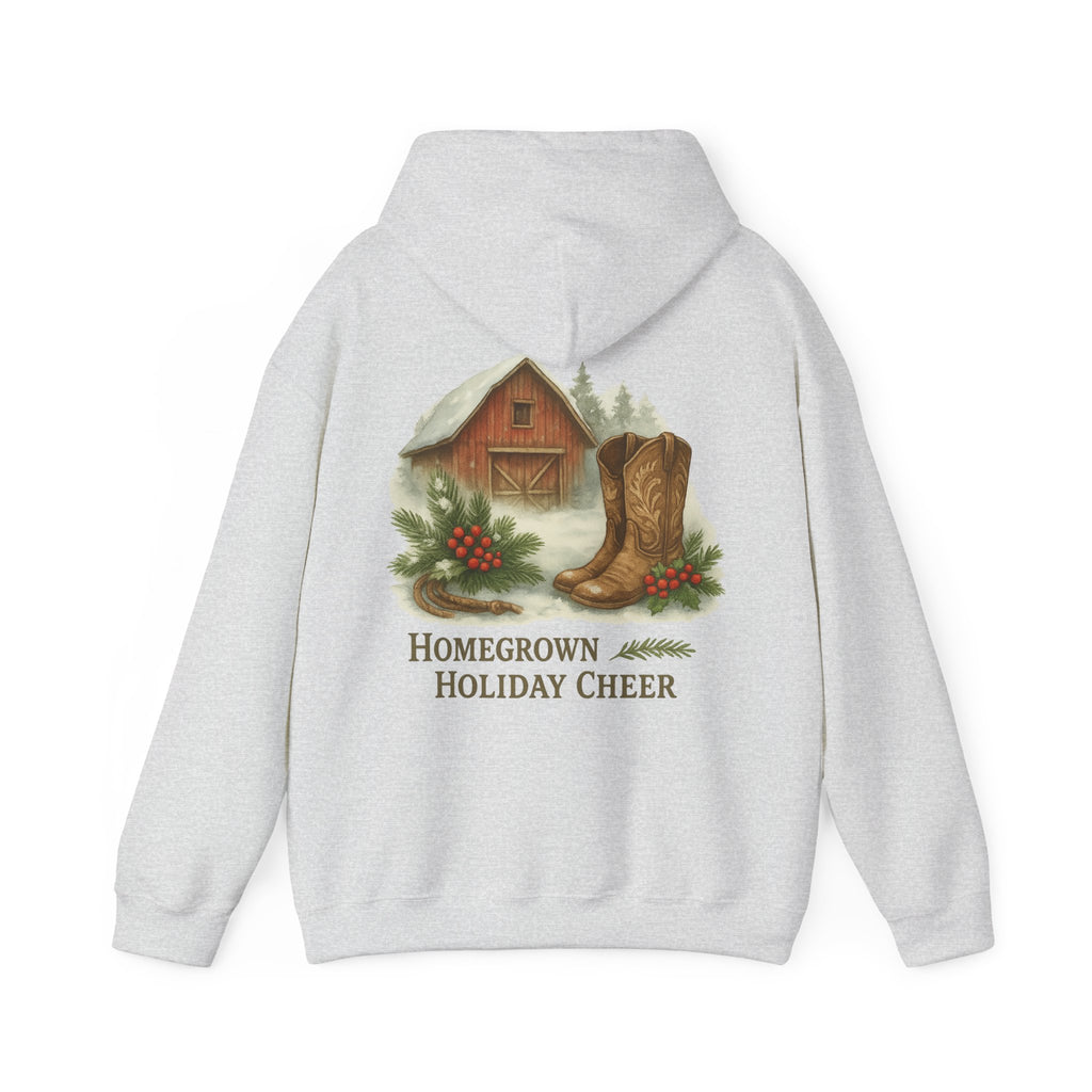 Homegrown Holiday Cheer Hoodie – Cozy Farmhouse Christmas Sweatshirt | Unisex Winter Pullover | Thoughtful Holiday Gift