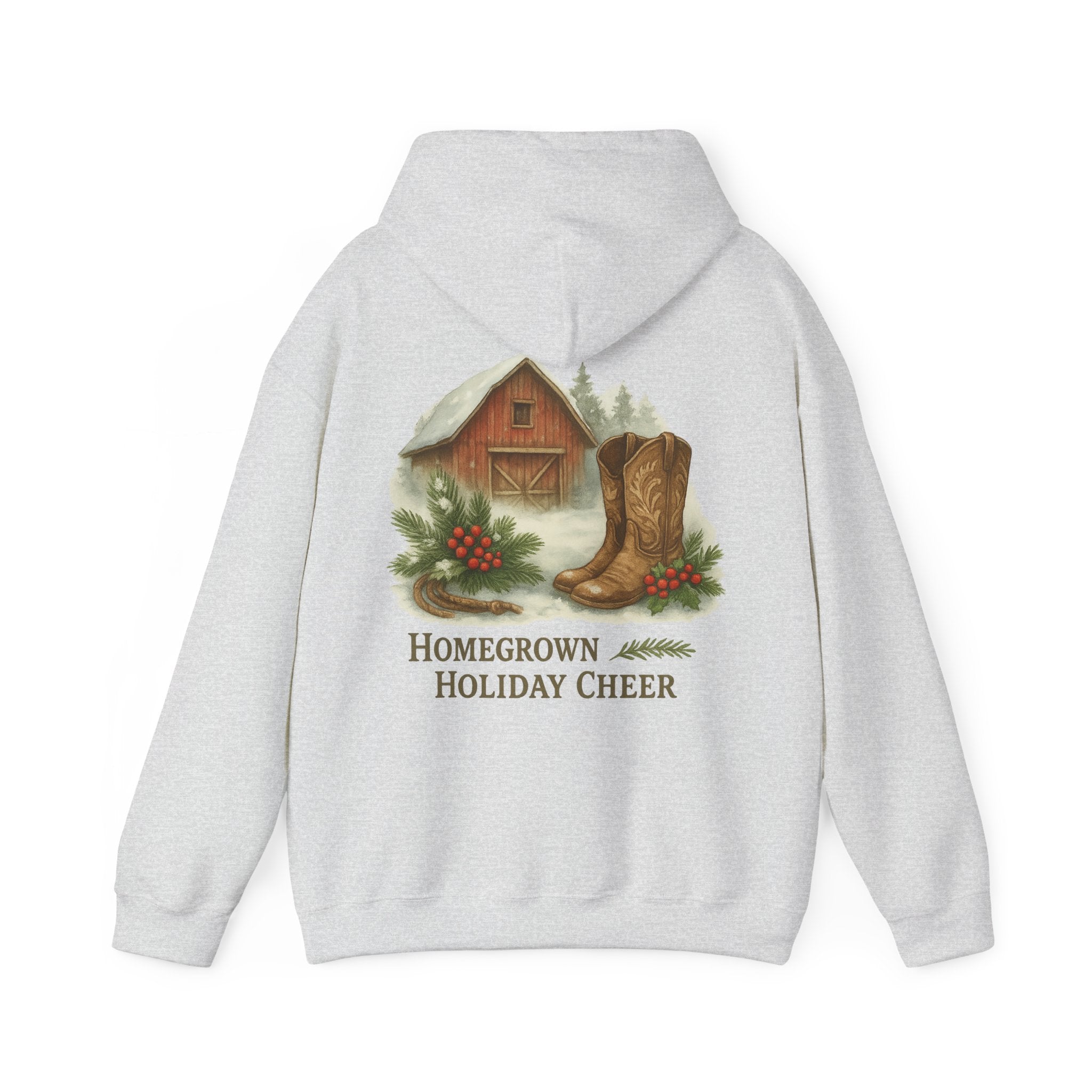 Homegrown Holiday Cheer Hoodie – Cozy Farmhouse Christmas Sweatshirt | Unisex Winter Pullover | Thoughtful Holiday Gift