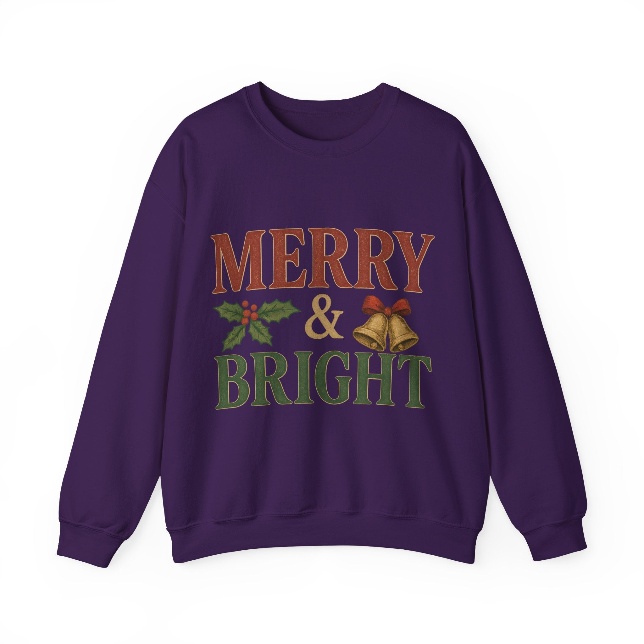 Merry & Bright Crewneck Sweatshirt – Cozy Holiday Pullover, Unisex Christmas Sweater, Warm Winter Gift for Friends & Family