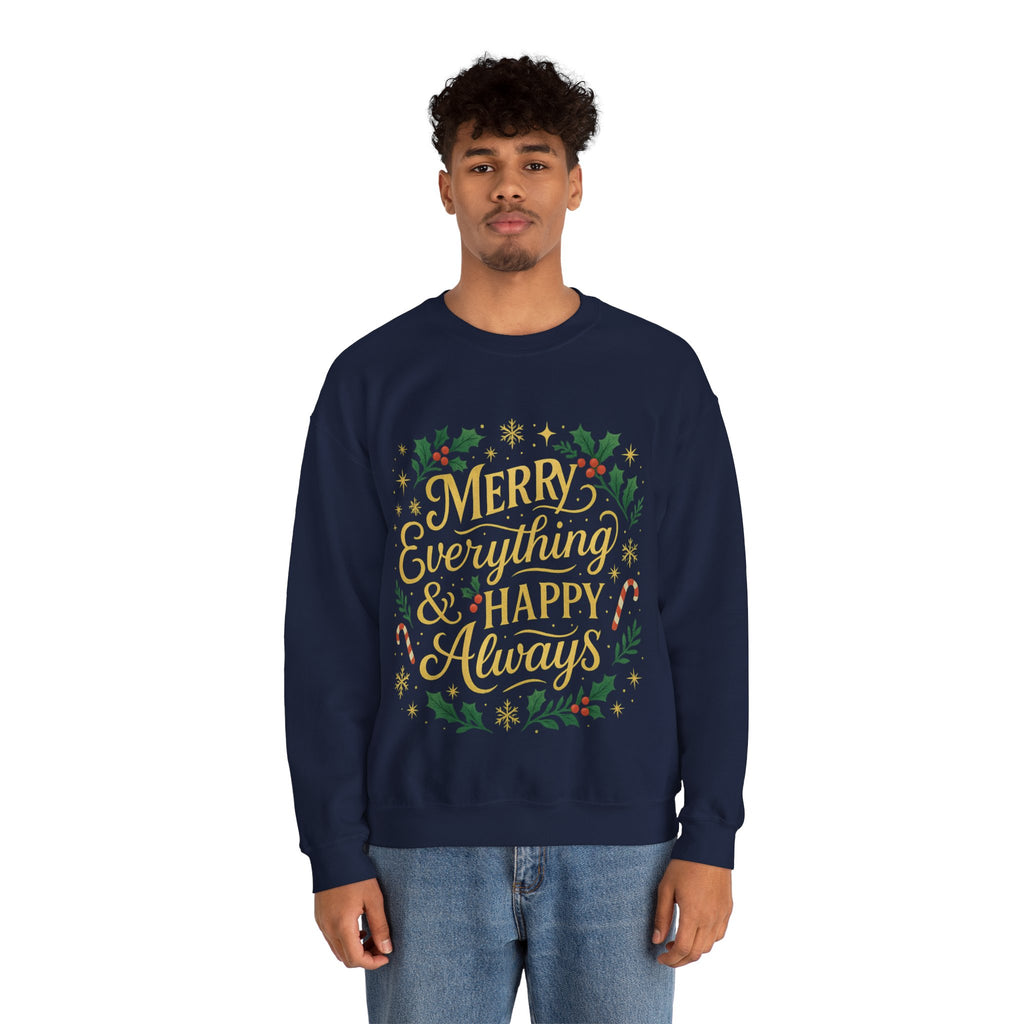 Merry Everything Crewneck Sweatshirt, Christmas Gift, Holiday Apparel, Unisex Sweater, Cozy Winter Wear