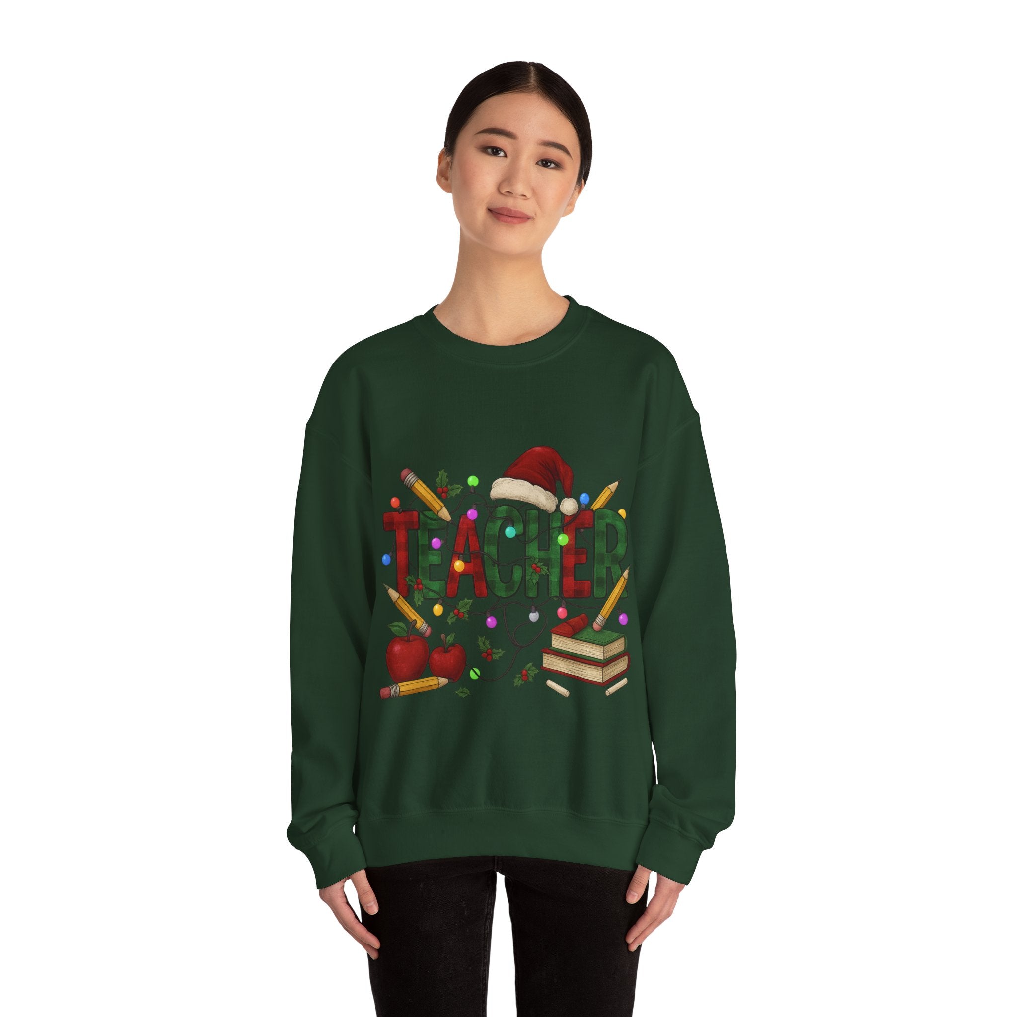 Festive Teacher Sweatshirt: Cozy Gift for Educators, Holiday Apparel, Classroom Style, Warm Winter Wear, Teacher Appreciation