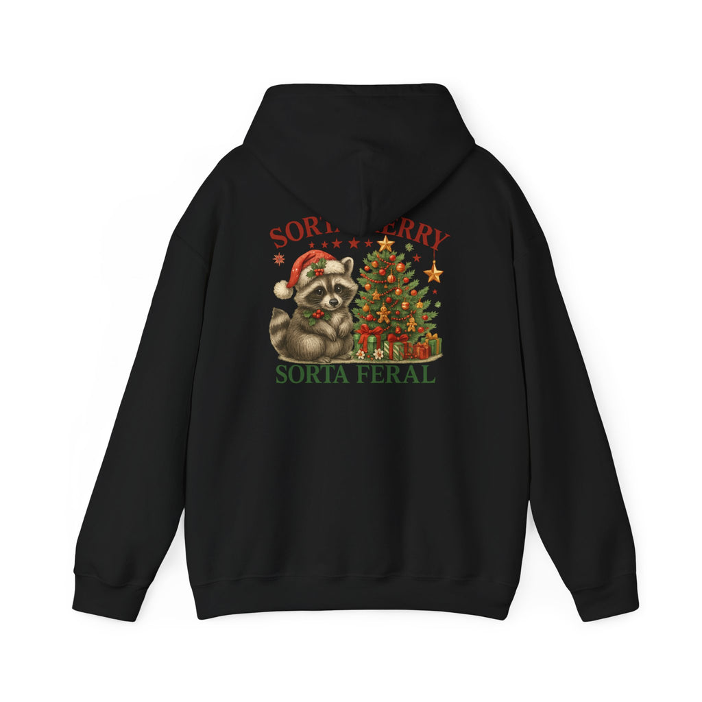 Cute Christmas Raccoon Hoodie – Cozy Holiday Unisex Sweatshirt | Funny Gift for Animal Lovers | Feral Raccoon Christmas Pullover