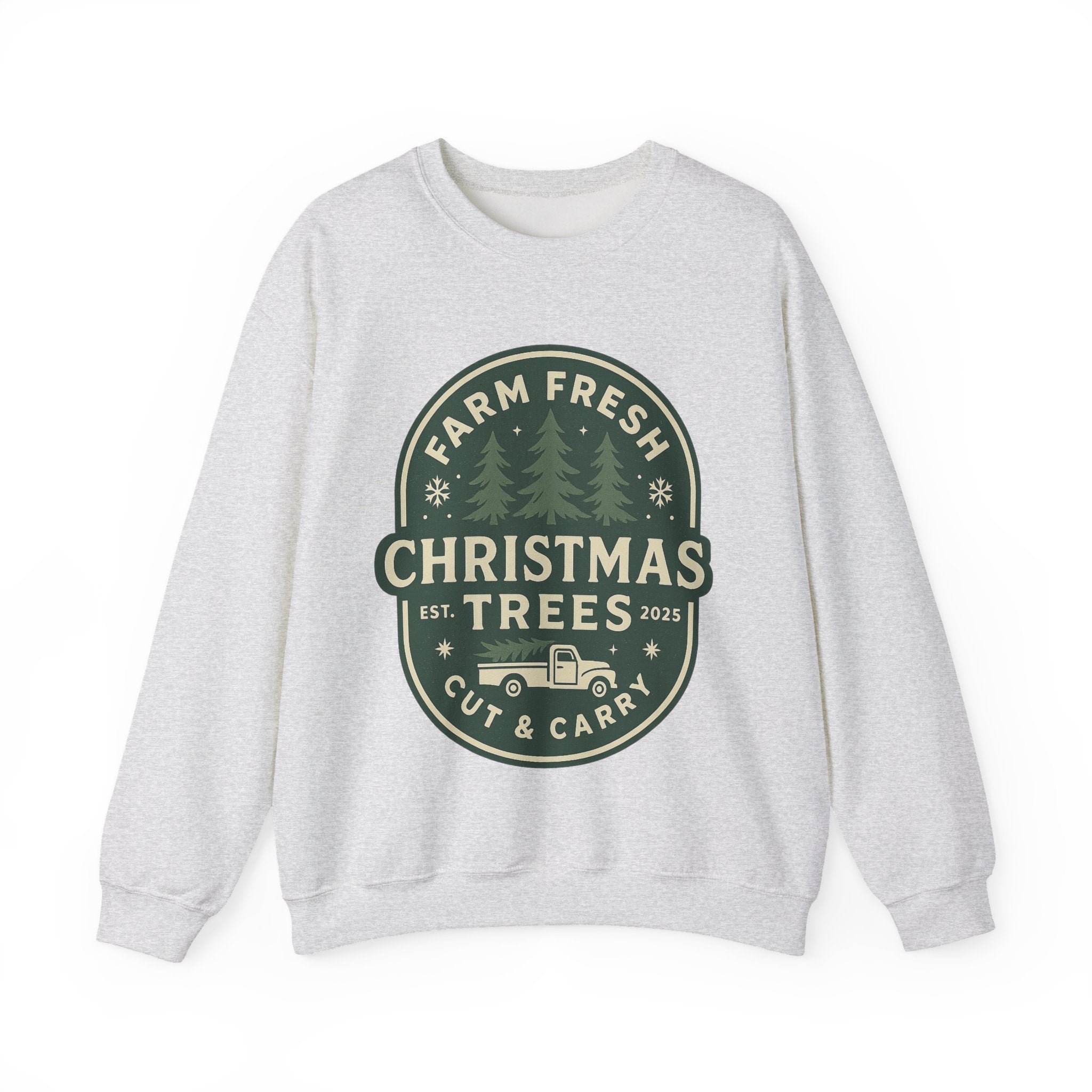 Farm Fresh Christmas Trees Sweatshirt, Cozy Holiday Apparel, Unisex Crewneck, Seasonal Gift, Christmas Sweater, Winter Wardrobe