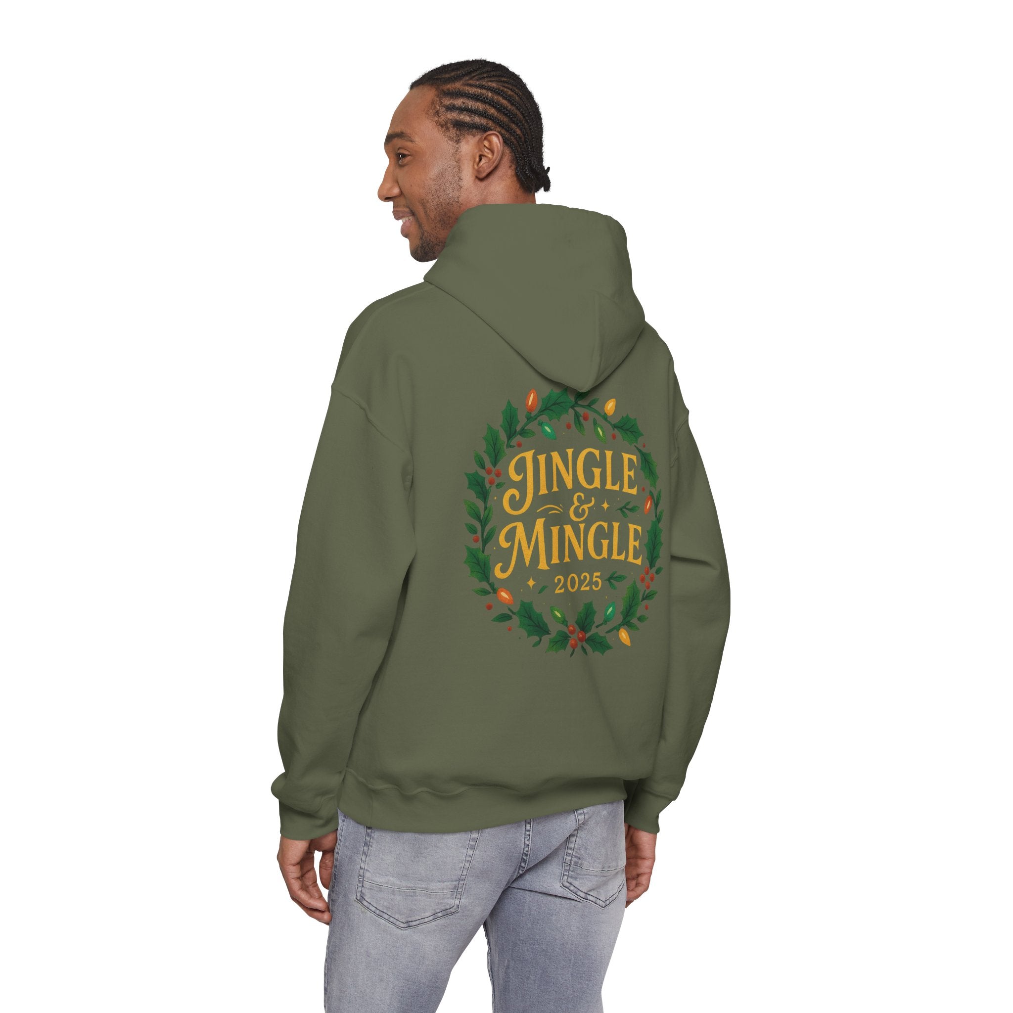Jingle & Mingle Hooded Sweatshirt | Cozy Holiday Sweatshirt, Christmas Gift, Unisex Hoodie, Seasonal Apparel, Winter Wear