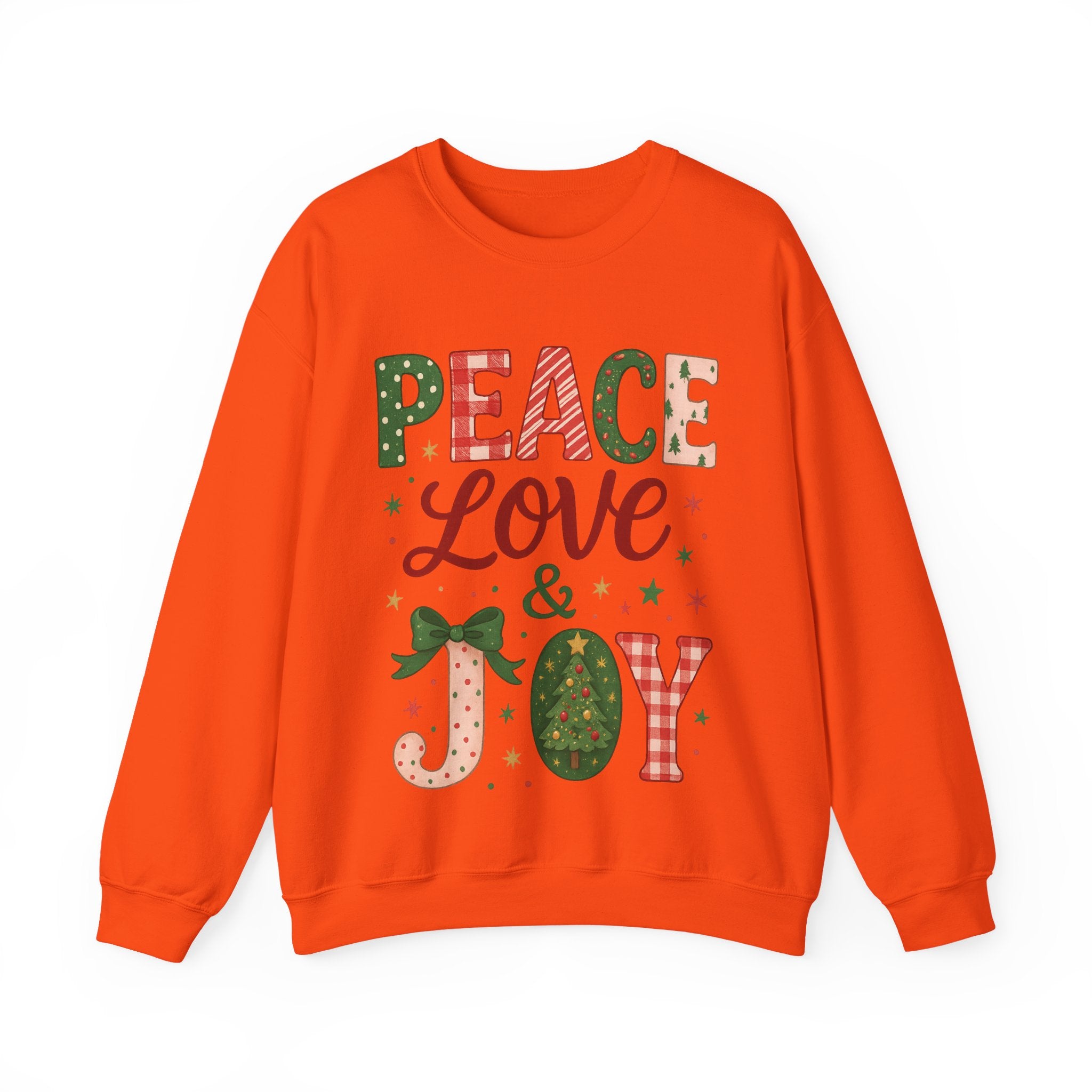 Peace, Love & Joy Christmas Sweatshirt – Festive Unisex Crewneck, Cozy Holiday Pullover, Positive Vibes Gift for Friends & Family