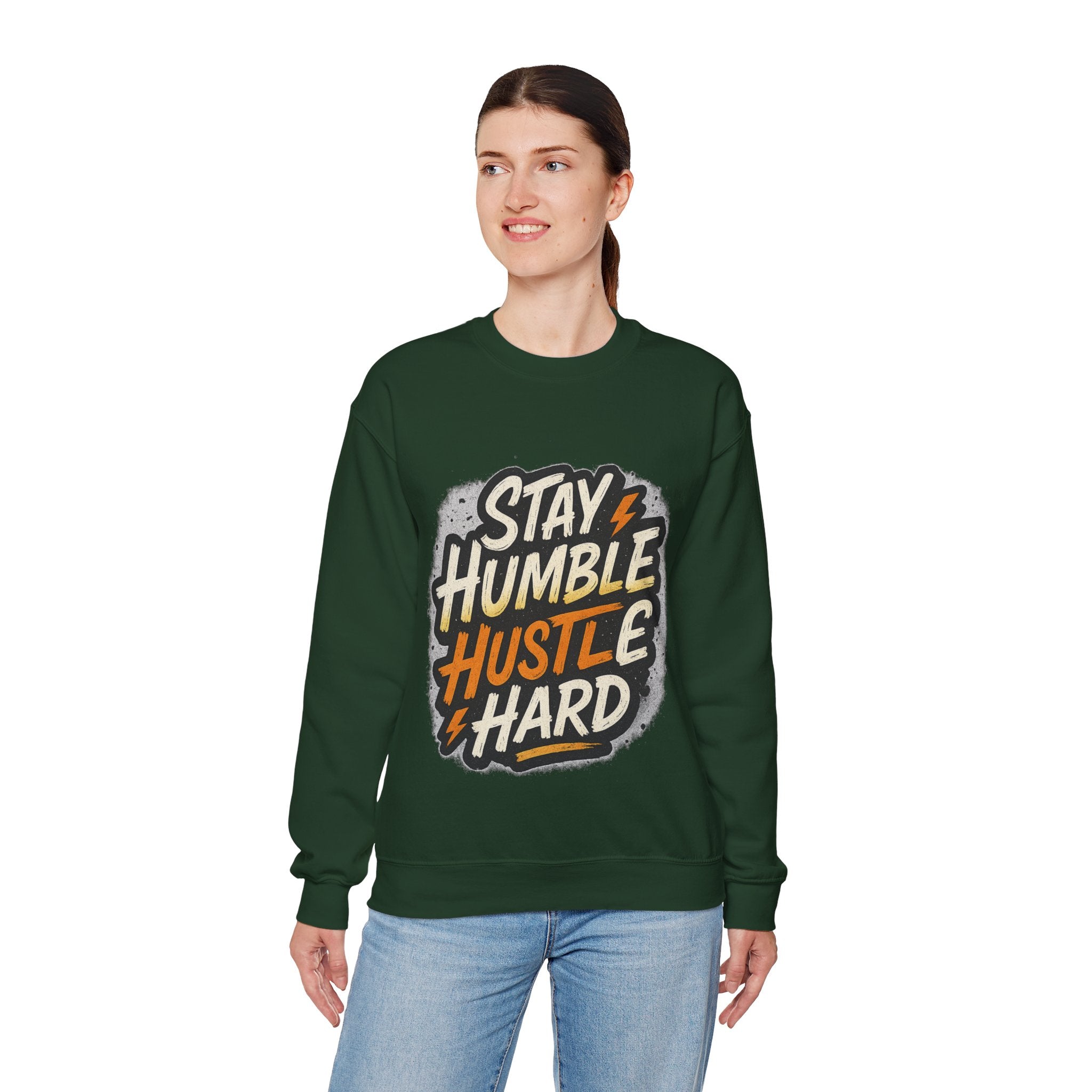 Stay Humble Hustle Hard Crewneck Sweatshirt | Motivational Unisex Sweatshirt | Inspirational Gift | Positive Quote Apparel