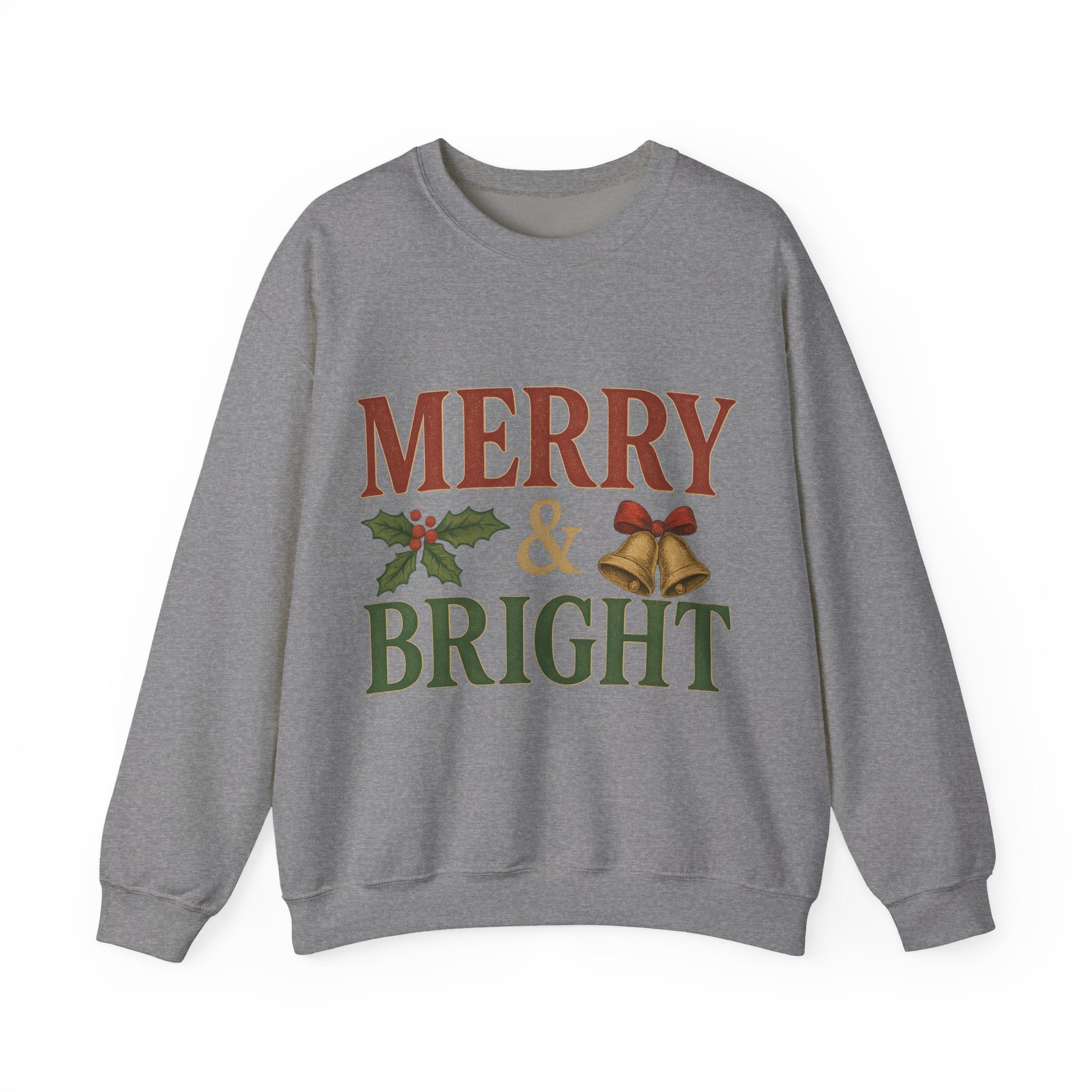 Merry & Bright Crewneck Sweatshirt – Cozy Holiday Pullover, Unisex Christmas Sweater, Warm Winter Gift for Friends & Family