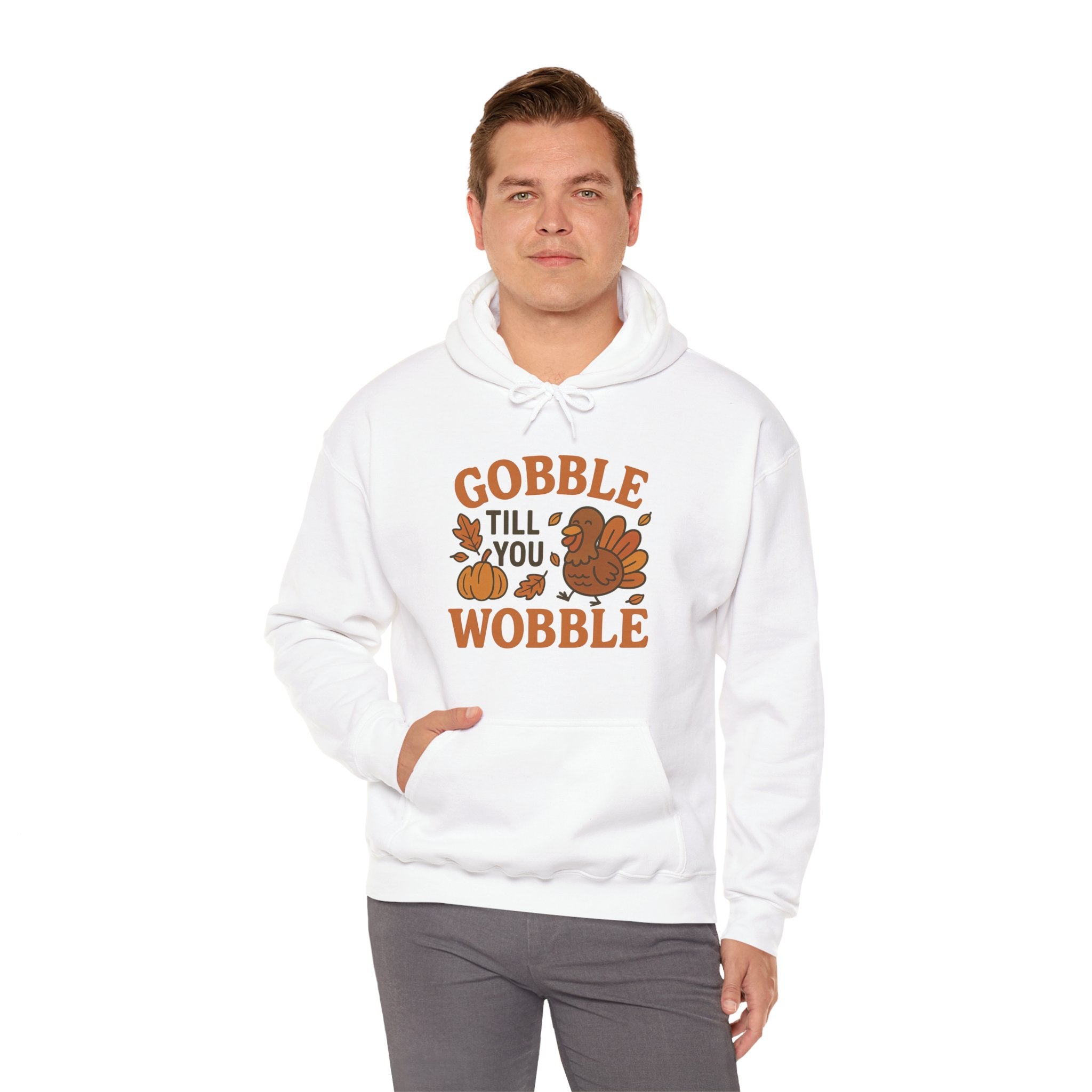 Thanksgiving Gobble Till You Wobble Hoodie, Fall Sweatshirt, Unisex Pullover, Thanksgiving Gift, Cozy Hoodie, Autumn Apparel