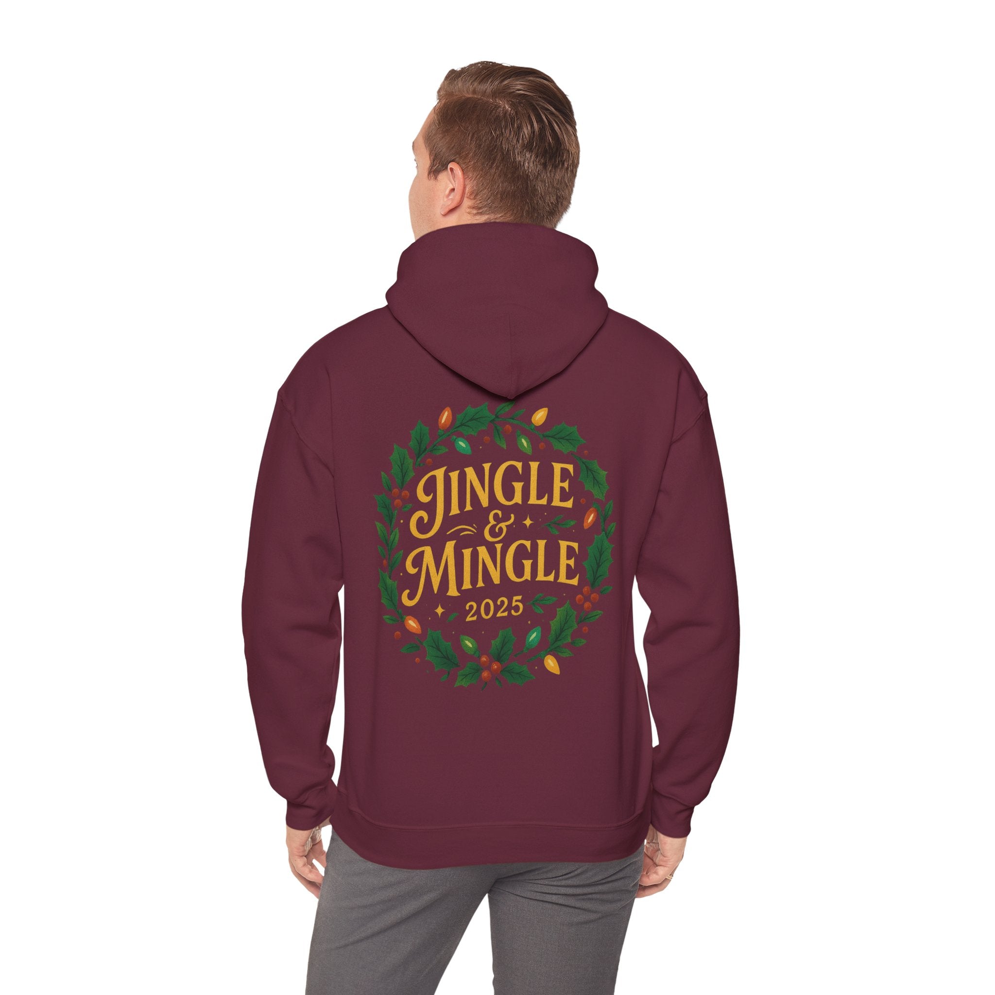 Jingle & Mingle Hooded Sweatshirt | Cozy Holiday Sweatshirt, Christmas Gift, Unisex Hoodie, Seasonal Apparel, Winter Wear