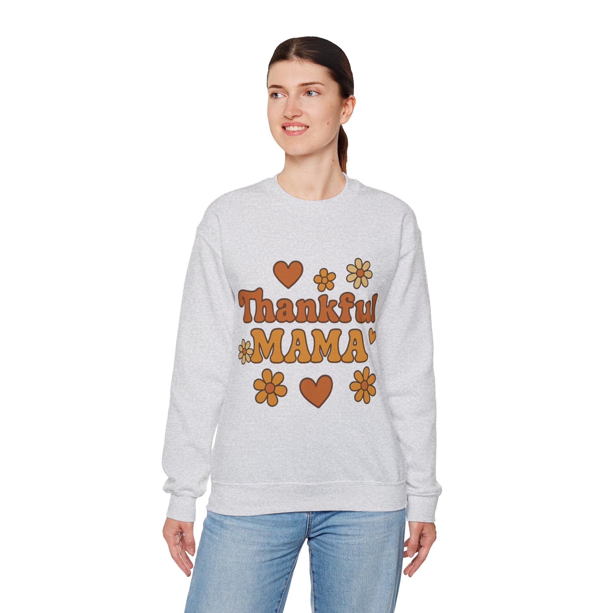Thankful Mama Crewneck Sweatshirt | Cozy Gift for Moms, Fall Fashion, Family Gatherings, Gratitude Sweater, Thanksgiving Outfit