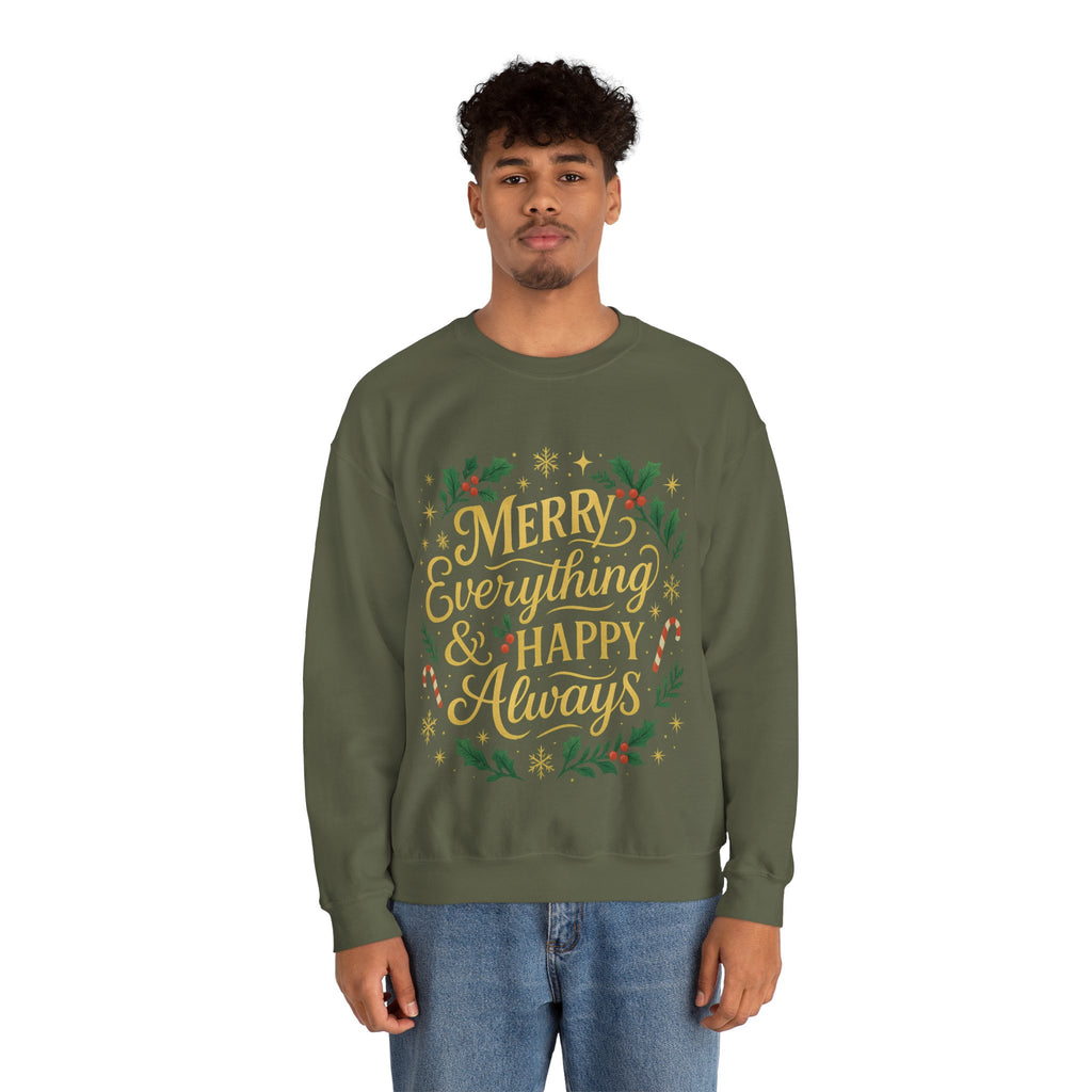 Merry Everything Crewneck Sweatshirt, Christmas Gift, Holiday Apparel, Unisex Sweater, Cozy Winter Wear
