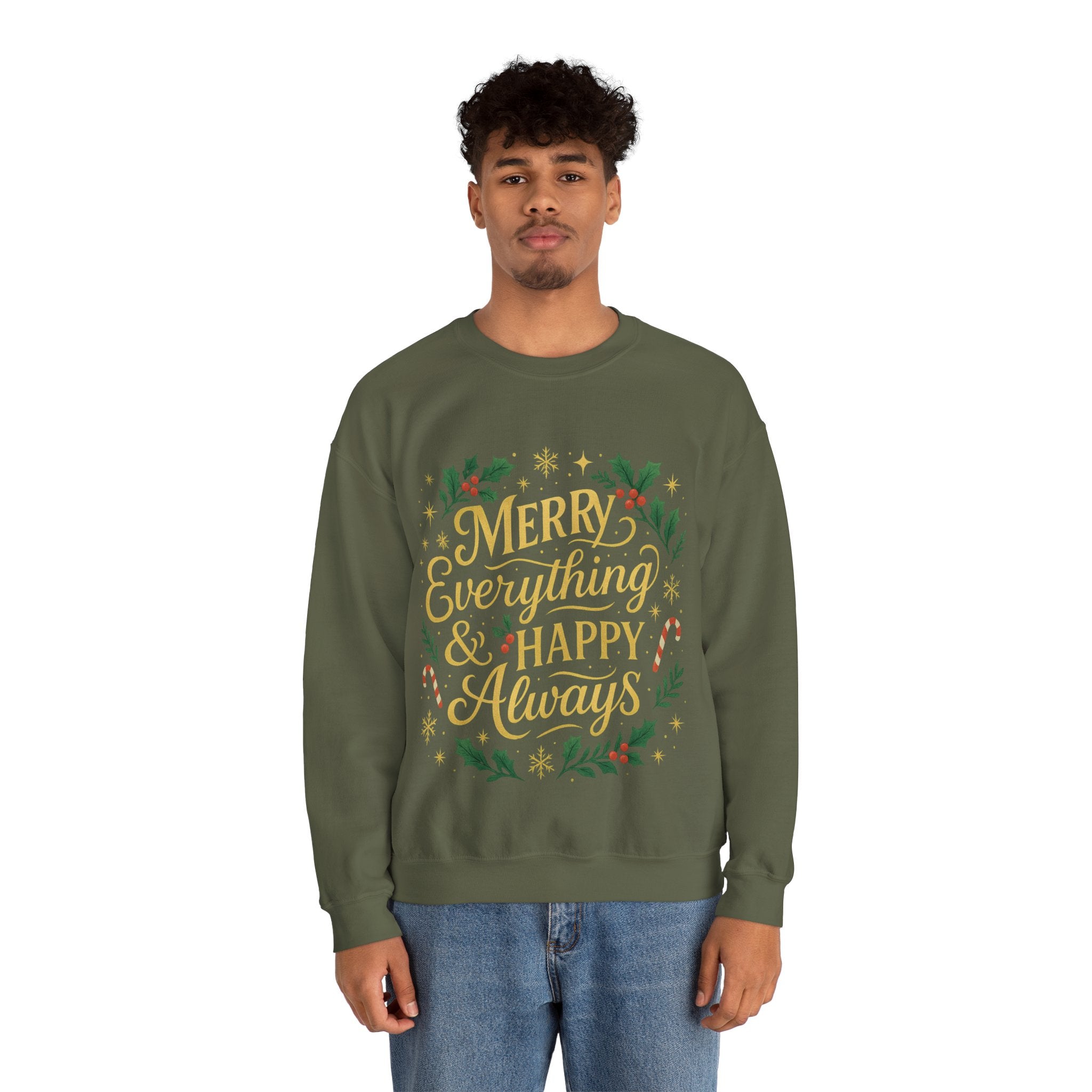 Merry Everything Crewneck Sweatshirt, Christmas Gift, Holiday Apparel, Unisex Sweater, Cozy Winter Wear
