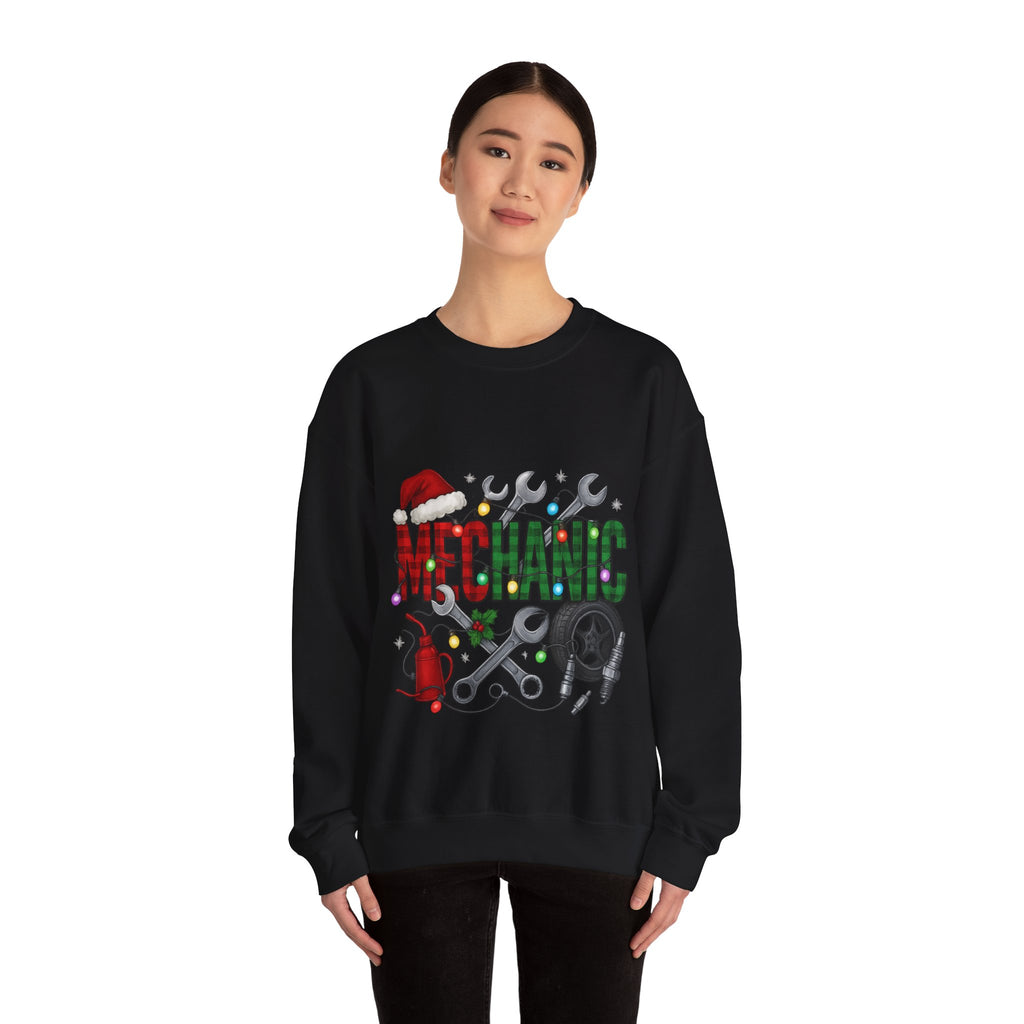 Mechanic Holiday Sweatshirt, Festive Crewneck, Gift for Mechanics, Winter Apparel, Christmas Sweatshirt, Unisex Clothing