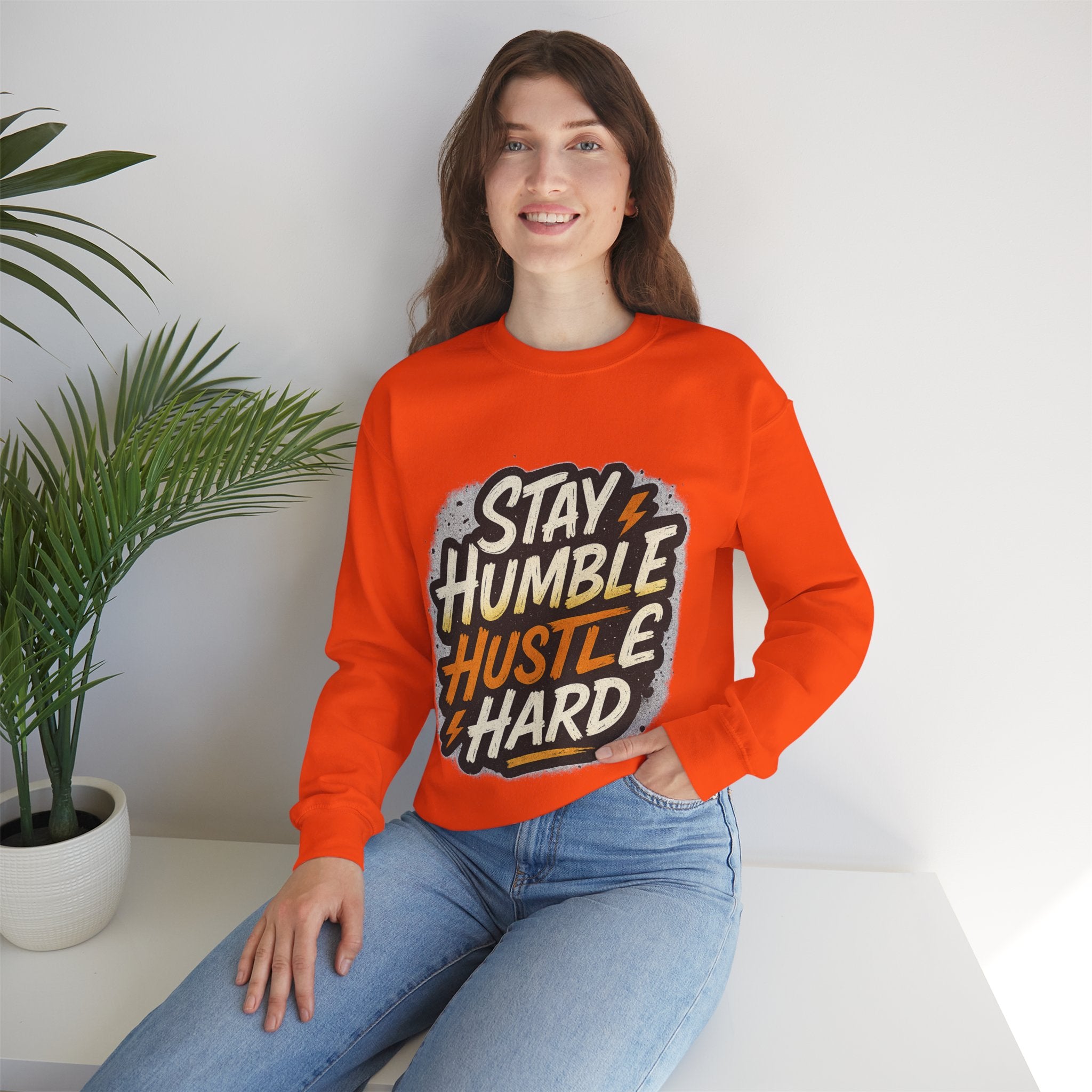 Stay Humble Hustle Hard Crewneck Sweatshirt | Motivational Unisex Sweatshirt | Inspirational Gift | Positive Quote Apparel