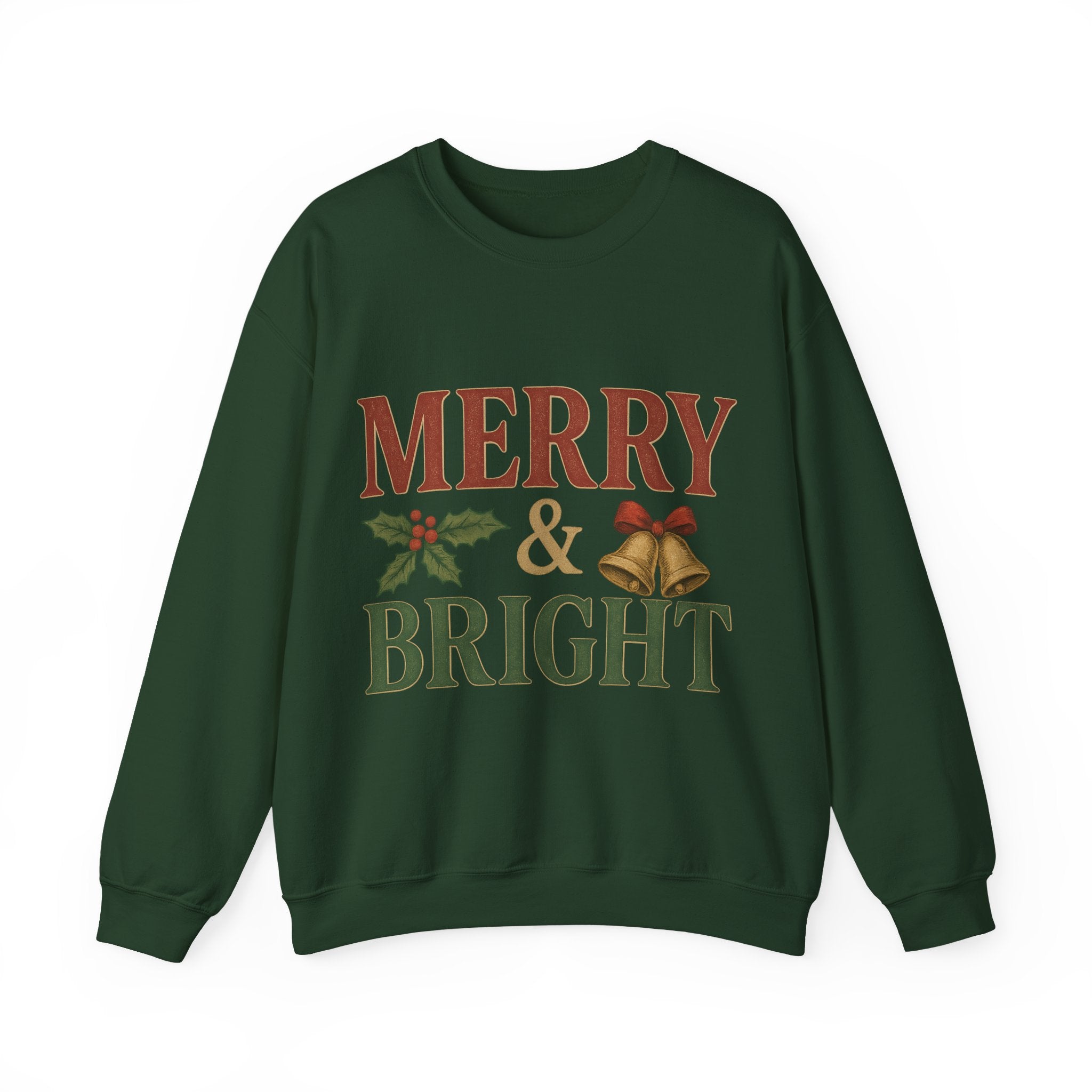 Merry & Bright Crewneck Sweatshirt – Cozy Holiday Pullover, Unisex Christmas Sweater, Warm Winter Gift for Friends & Family