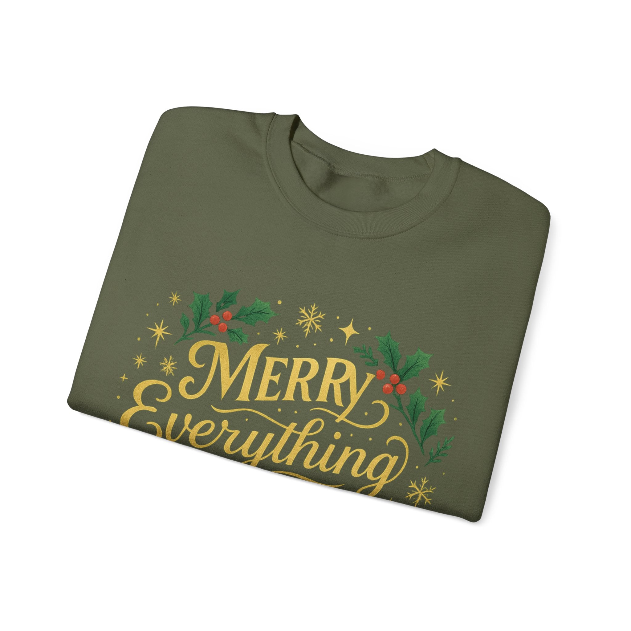 Merry Everything Crewneck Sweatshirt, Christmas Gift, Holiday Apparel, Unisex Sweater, Cozy Winter Wear