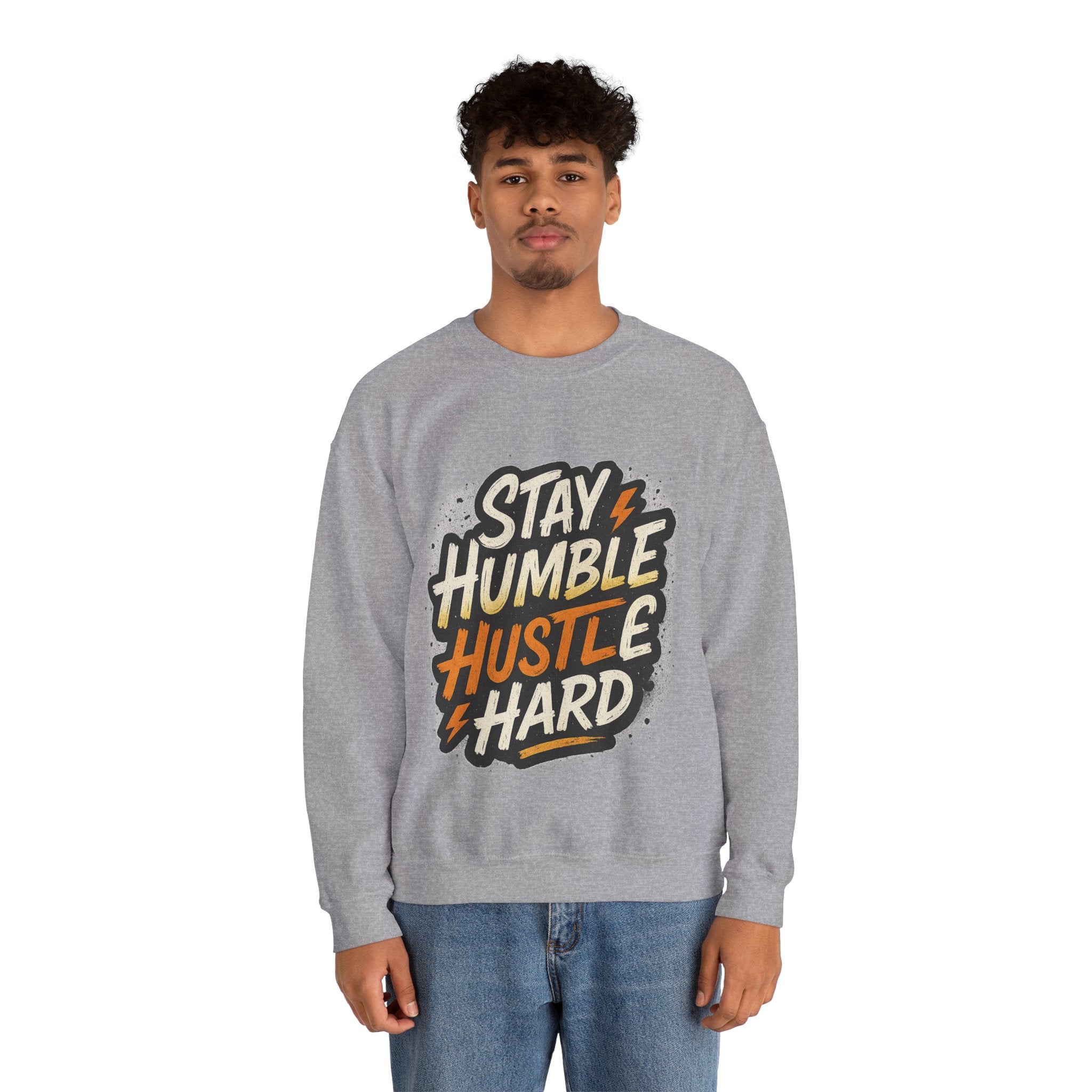 Stay Humble Hustle Hard Crewneck Sweatshirt | Motivational Unisex Sweatshirt | Inspirational Gift | Positive Quote Apparel