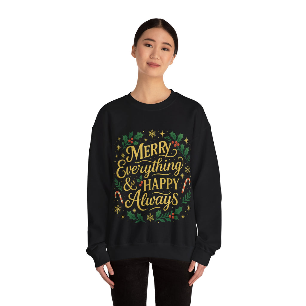 Merry Everything Crewneck Sweatshirt, Christmas Gift, Holiday Apparel, Unisex Sweater, Cozy Winter Wear