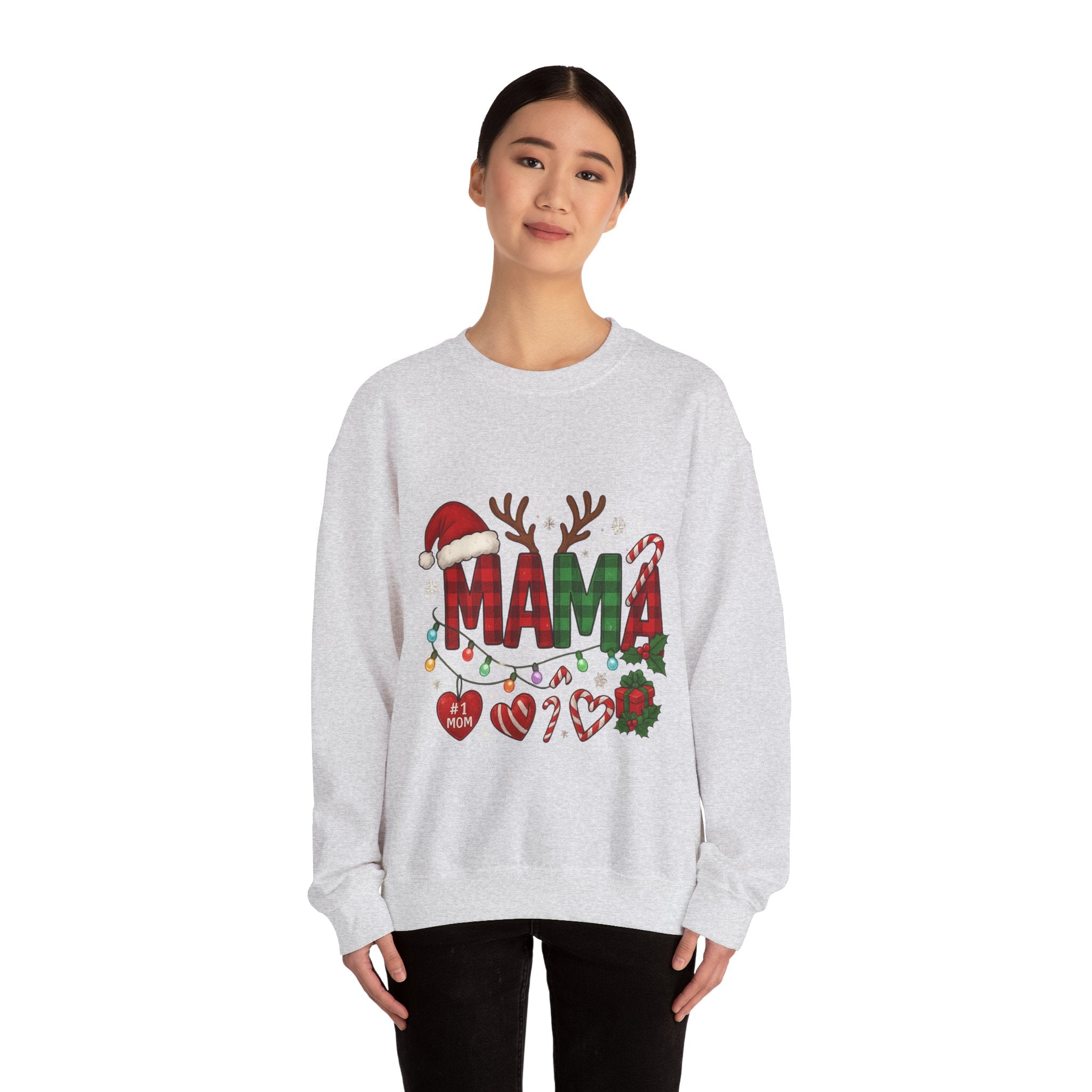Festive Mama Crewneck Sweatshirt, Christmas Gift for Mom, Holiday Apparel, Merry Mama Sweater, Cozy Family Wear