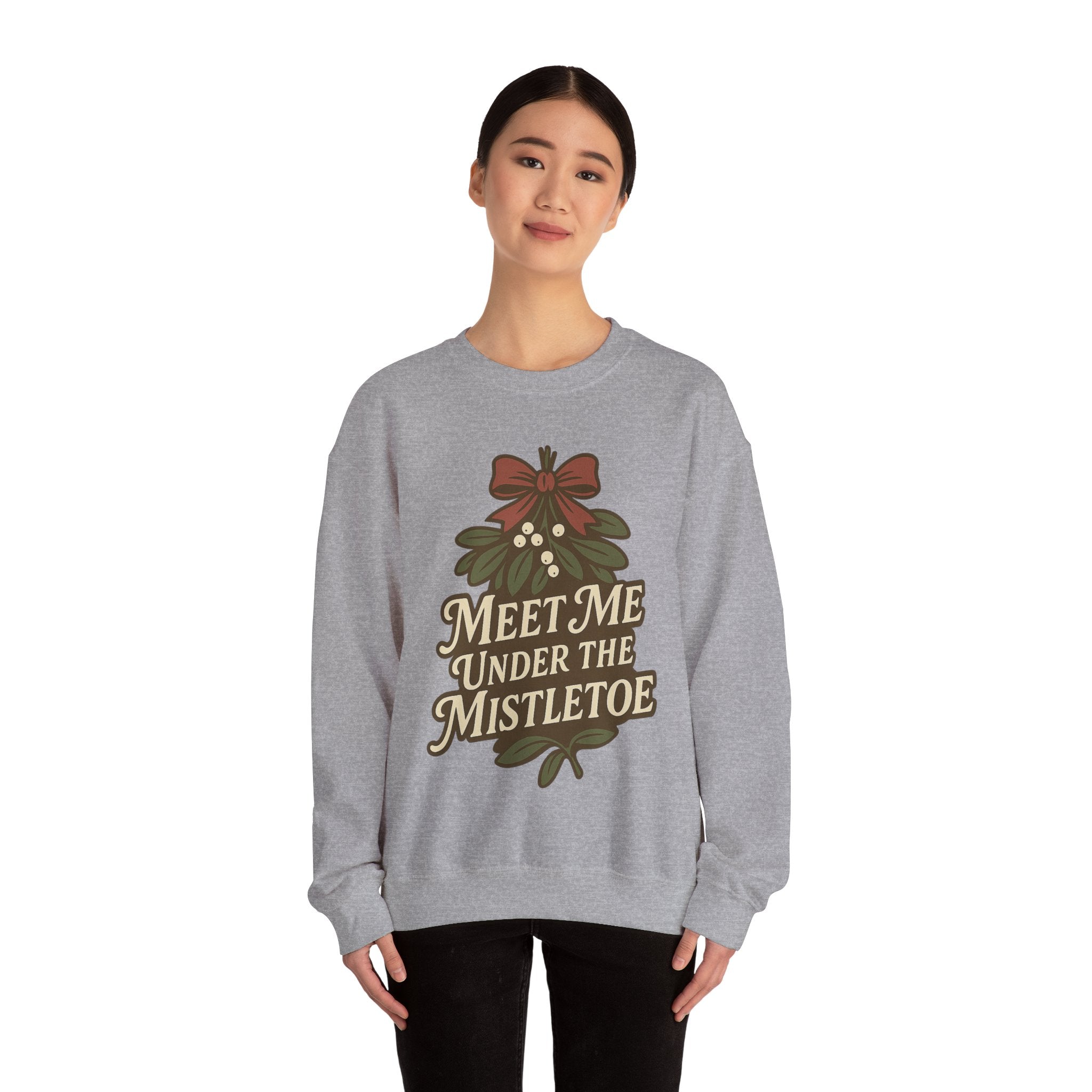 Mistletoe Crewneck Sweatshirt - Cozy Holiday Wear for Couples, Christmas Gift, Winter Apparel, Cute Sweater, Festive Outfit
