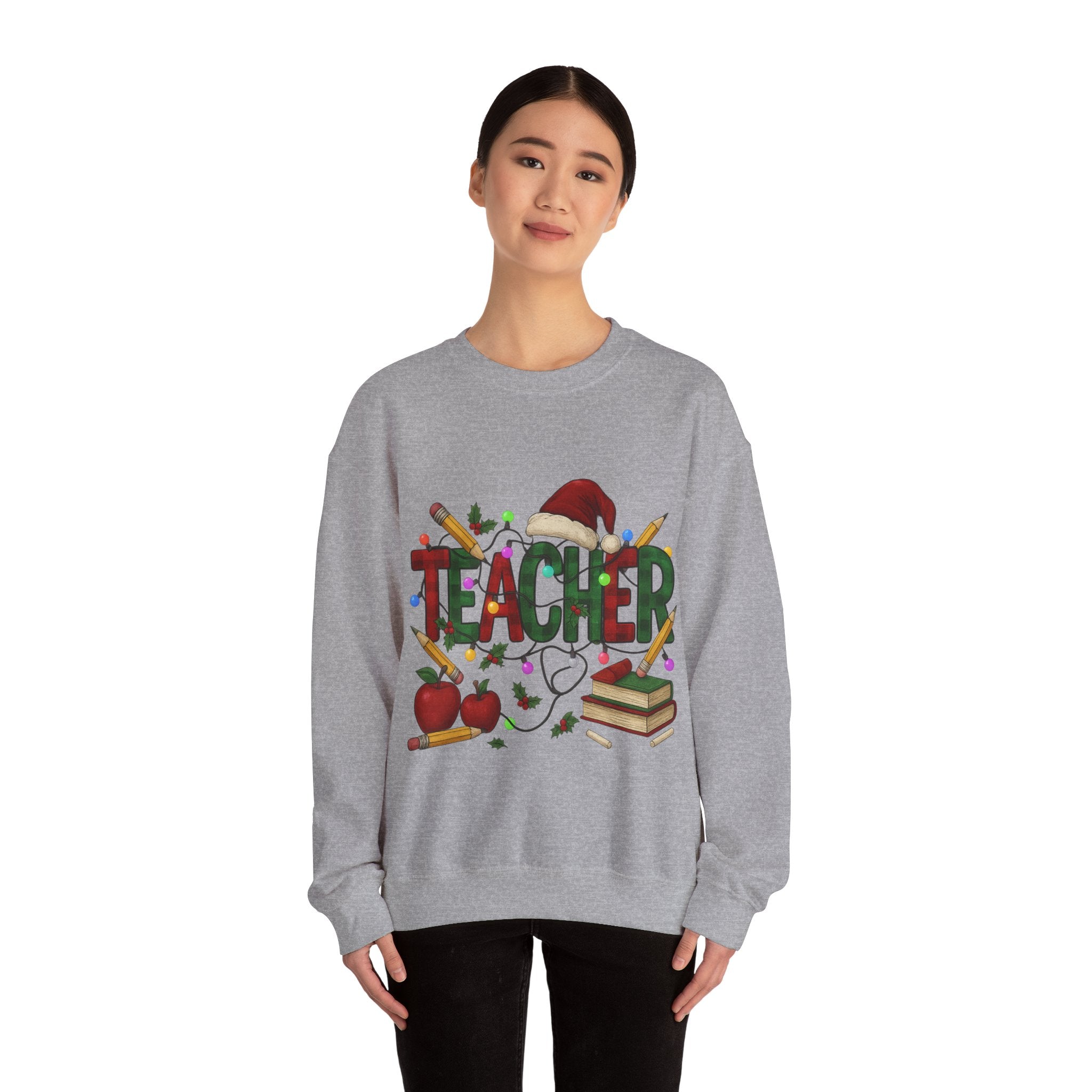 Festive Teacher Sweatshirt: Cozy Gift for Educators, Holiday Apparel, Classroom Style, Warm Winter Wear, Teacher Appreciation