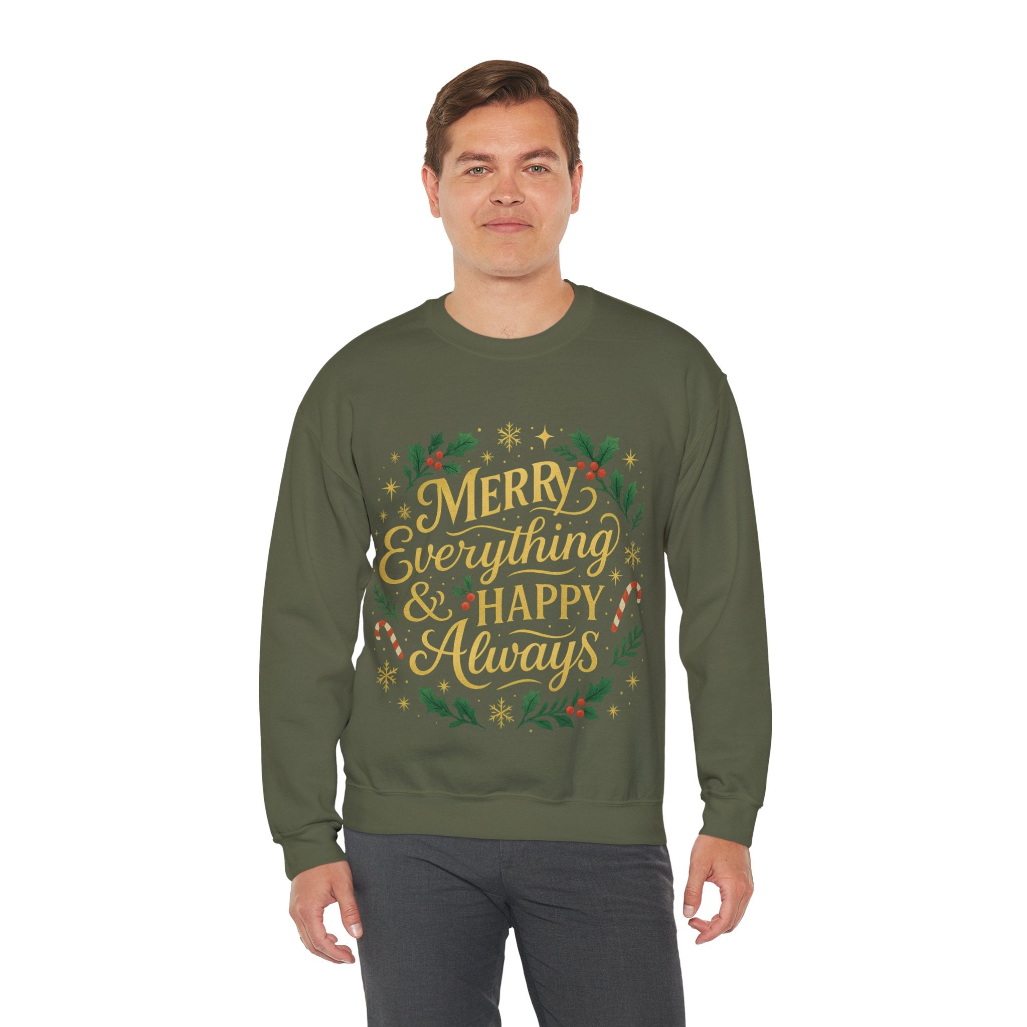 Merry Everything Crewneck Sweatshirt, Christmas Gift, Holiday Apparel, Unisex Sweater, Cozy Winter Wear