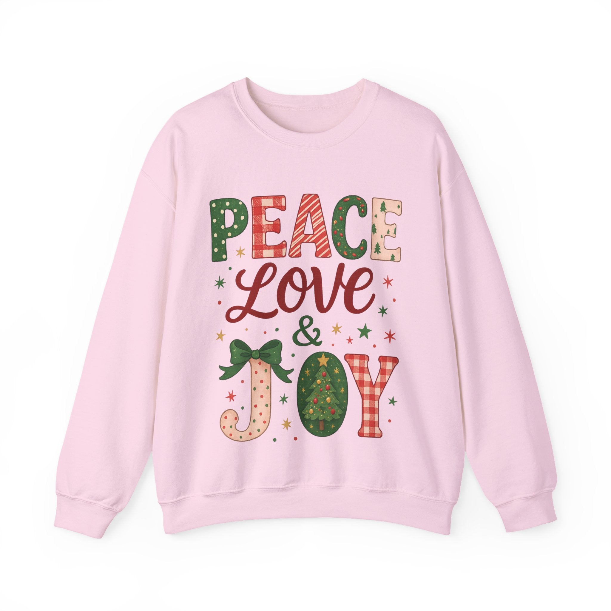 Peace, Love & Joy Christmas Sweatshirt – Festive Unisex Crewneck, Cozy Holiday Pullover, Positive Vibes Gift for Friends & Family