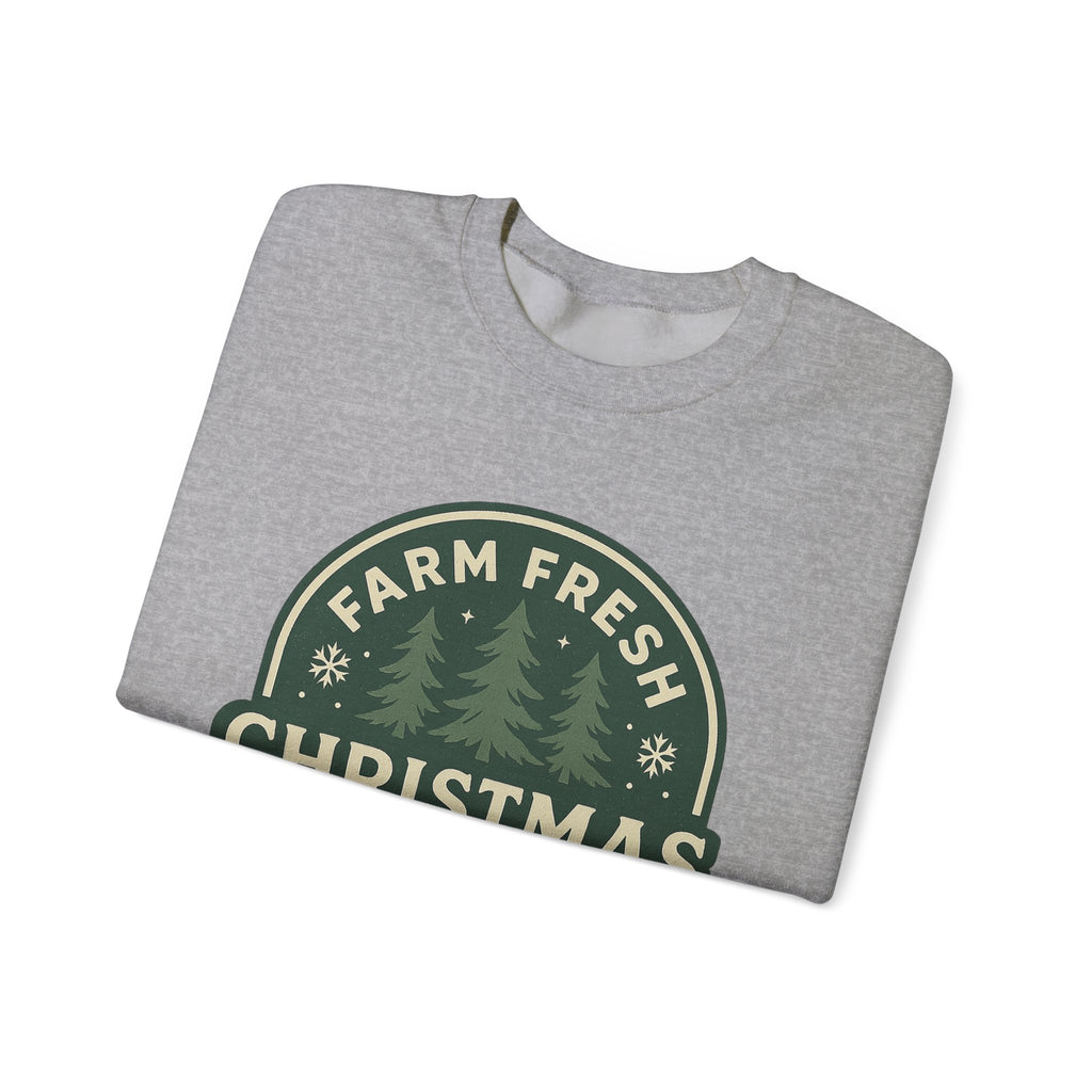Farm Fresh Christmas Trees Sweatshirt, Cozy Holiday Apparel, Unisex Crewneck, Seasonal Gift, Christmas Sweater, Winter Wardrobe