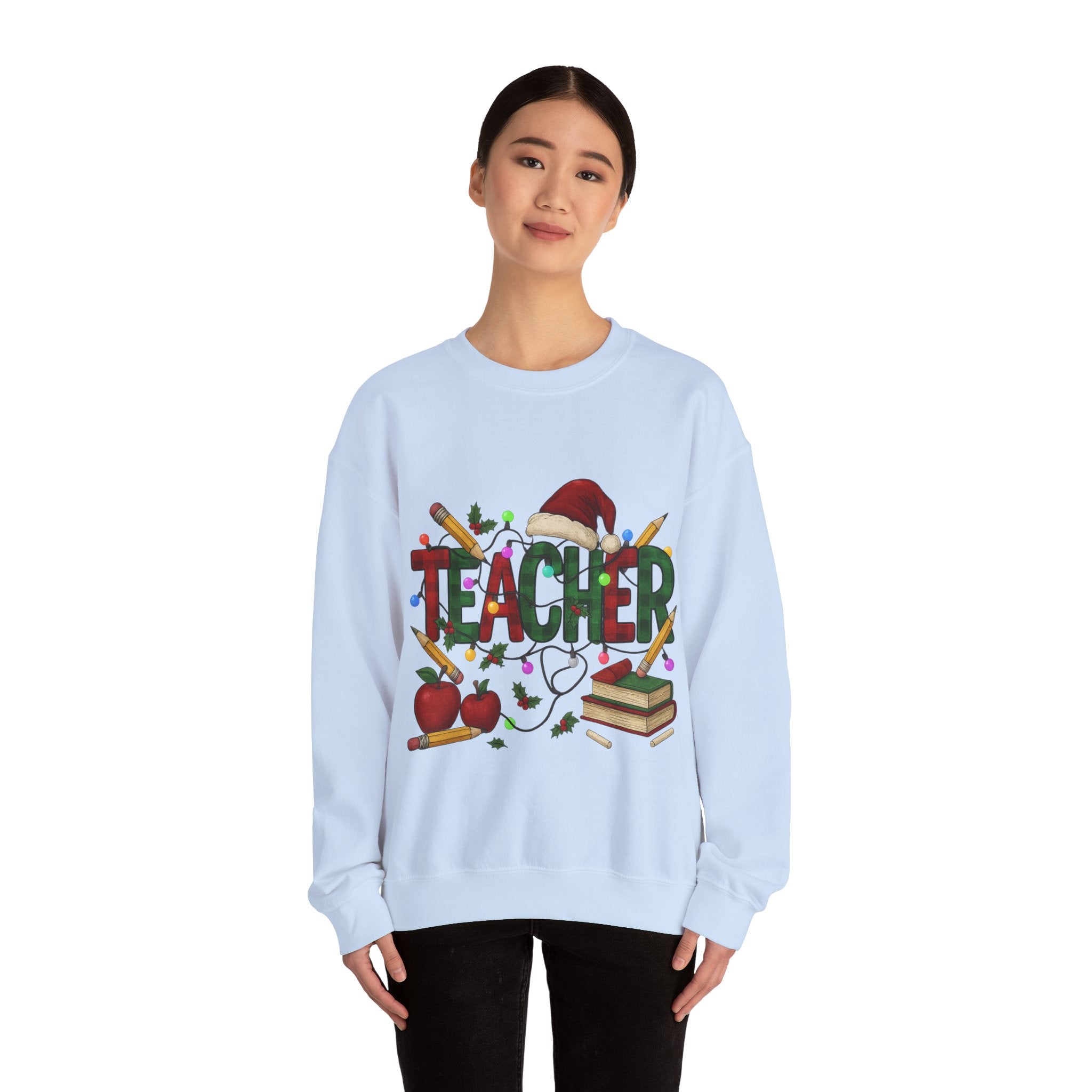 Festive Teacher Sweatshirt: Cozy Gift for Educators, Holiday Apparel, Classroom Style, Warm Winter Wear, Teacher Appreciation
