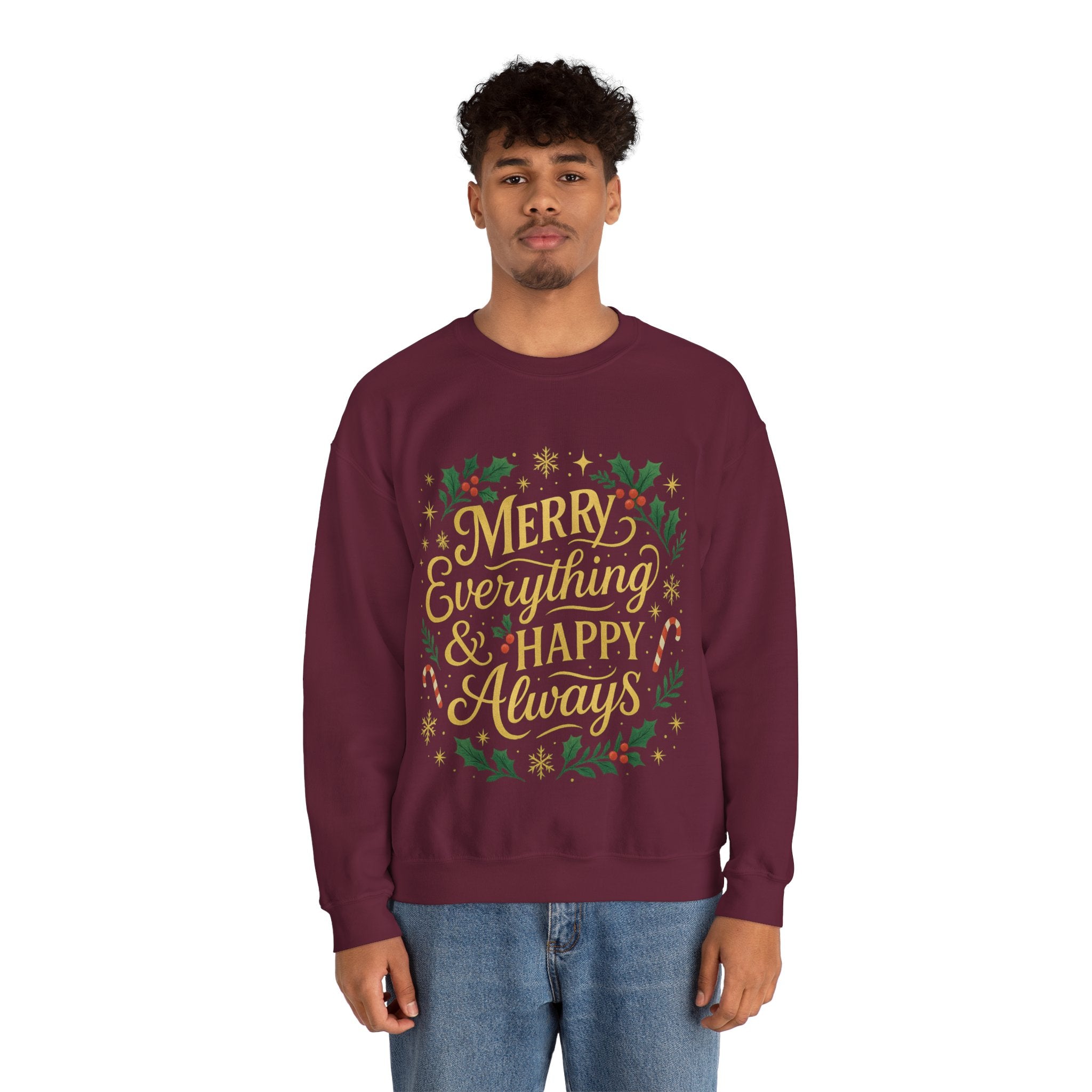 Merry Everything Crewneck Sweatshirt, Christmas Gift, Holiday Apparel, Unisex Sweater, Cozy Winter Wear