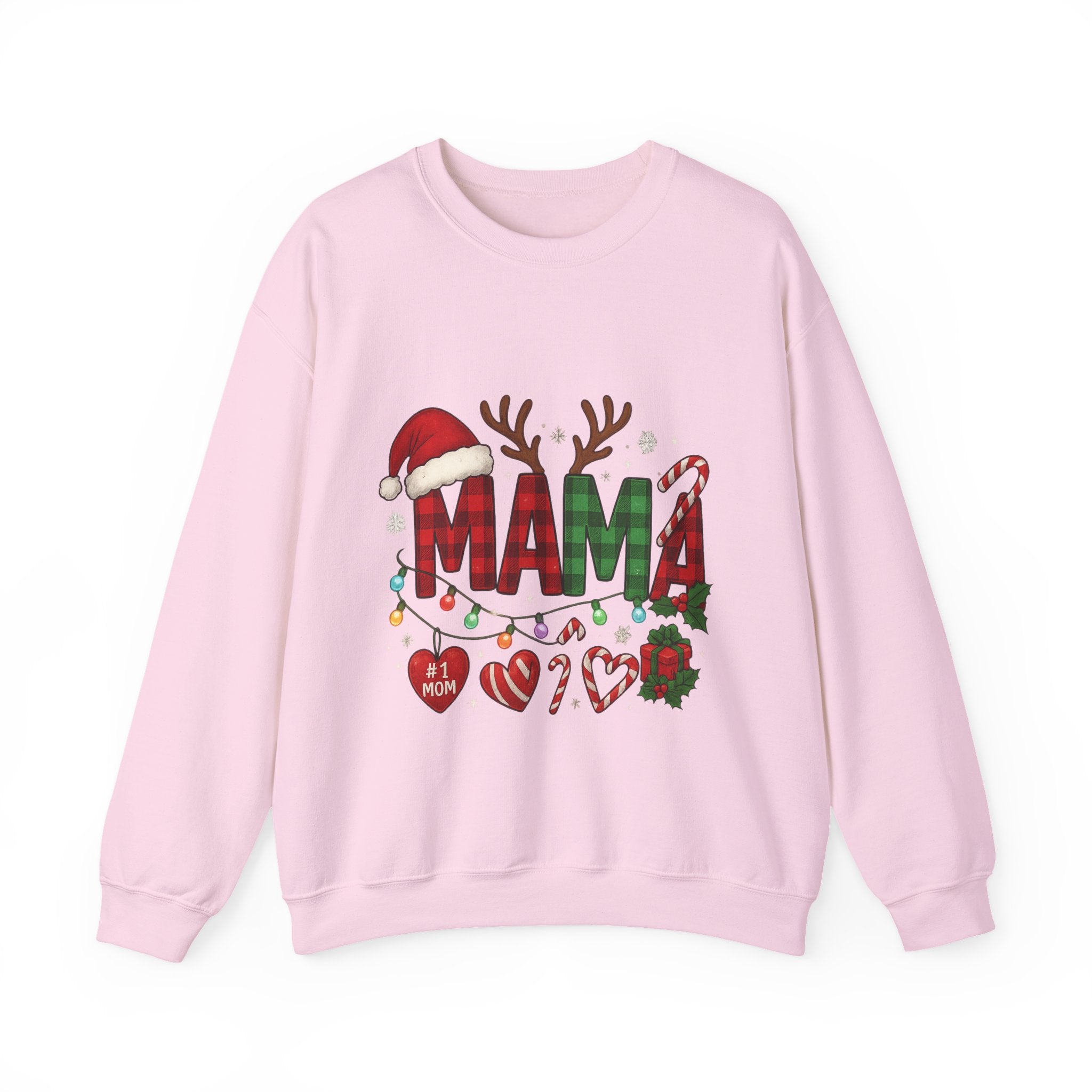 Festive Mama Crewneck Sweatshirt, Christmas Gift for Mom, Holiday Apparel, Merry Mama Sweater, Cozy Family Wear