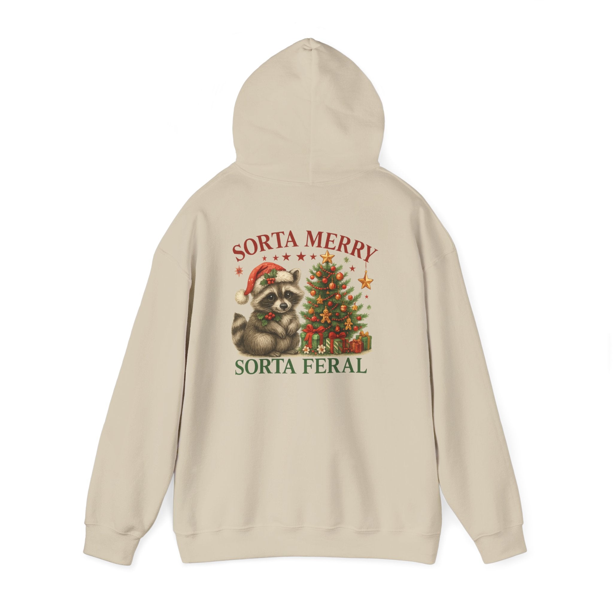 Cute Christmas Raccoon Hoodie – Cozy Holiday Unisex Sweatshirt | Funny Gift for Animal Lovers | Feral Raccoon Christmas Pullover