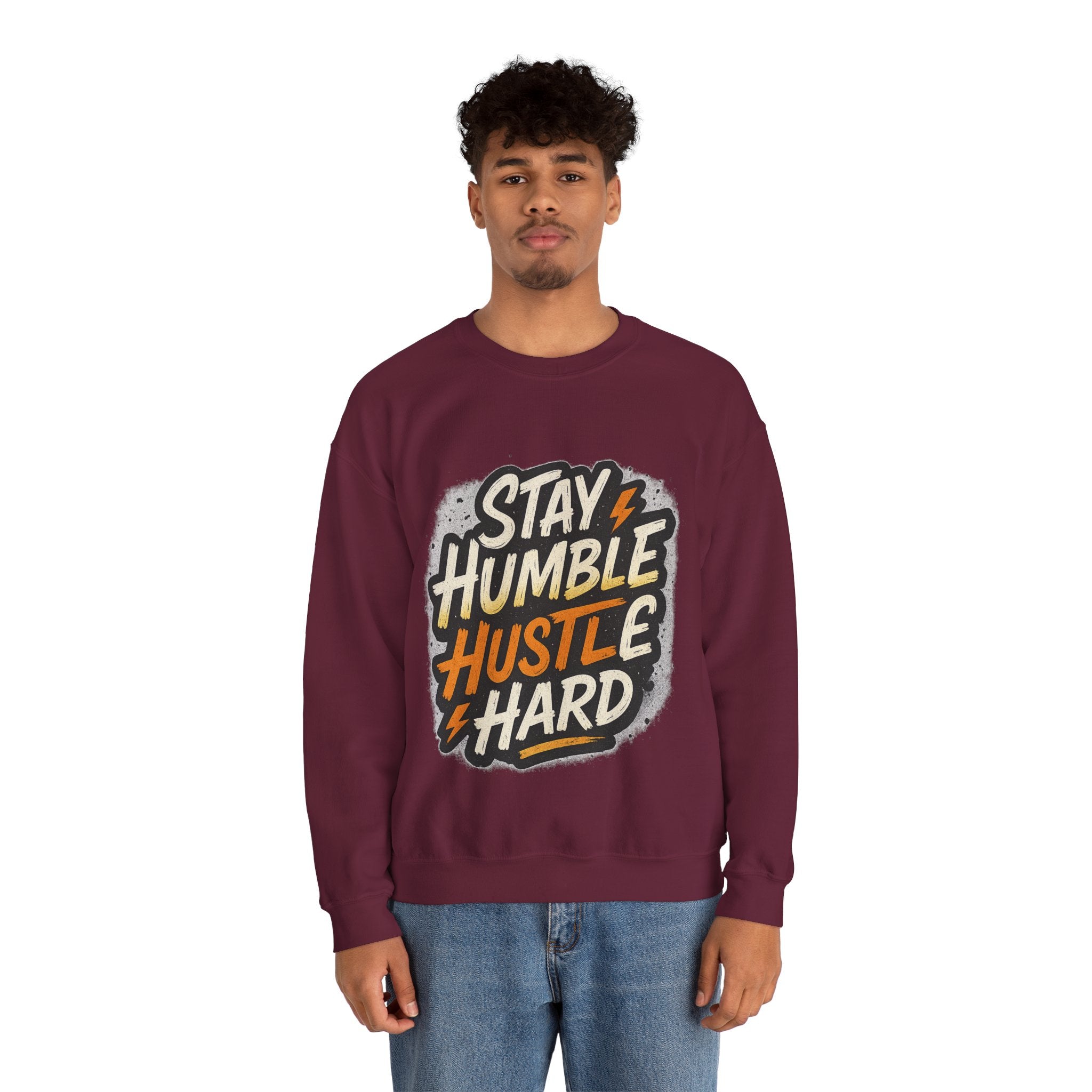 Stay Humble Hustle Hard Crewneck Sweatshirt | Motivational Unisex Sweatshirt | Inspirational Gift | Positive Quote Apparel