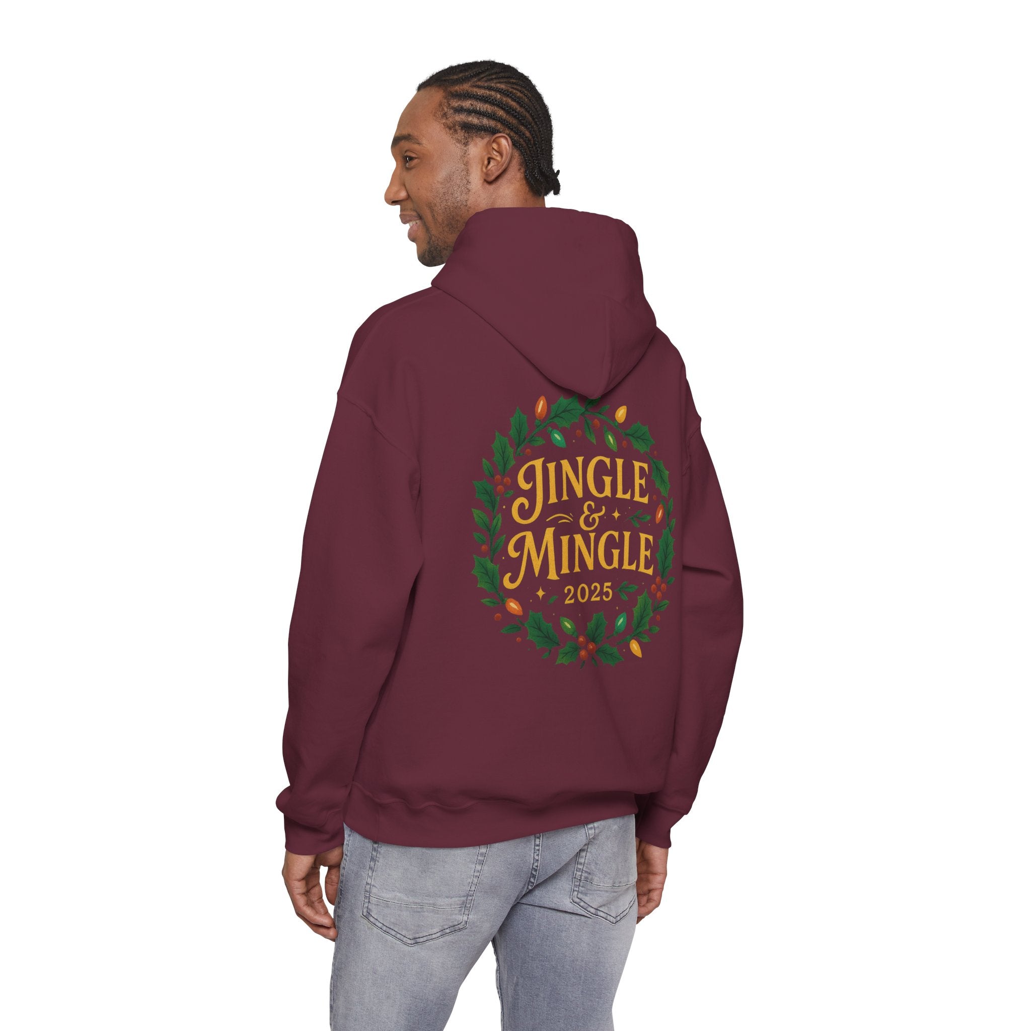 Jingle & Mingle Hooded Sweatshirt | Cozy Holiday Sweatshirt, Christmas Gift, Unisex Hoodie, Seasonal Apparel, Winter Wear