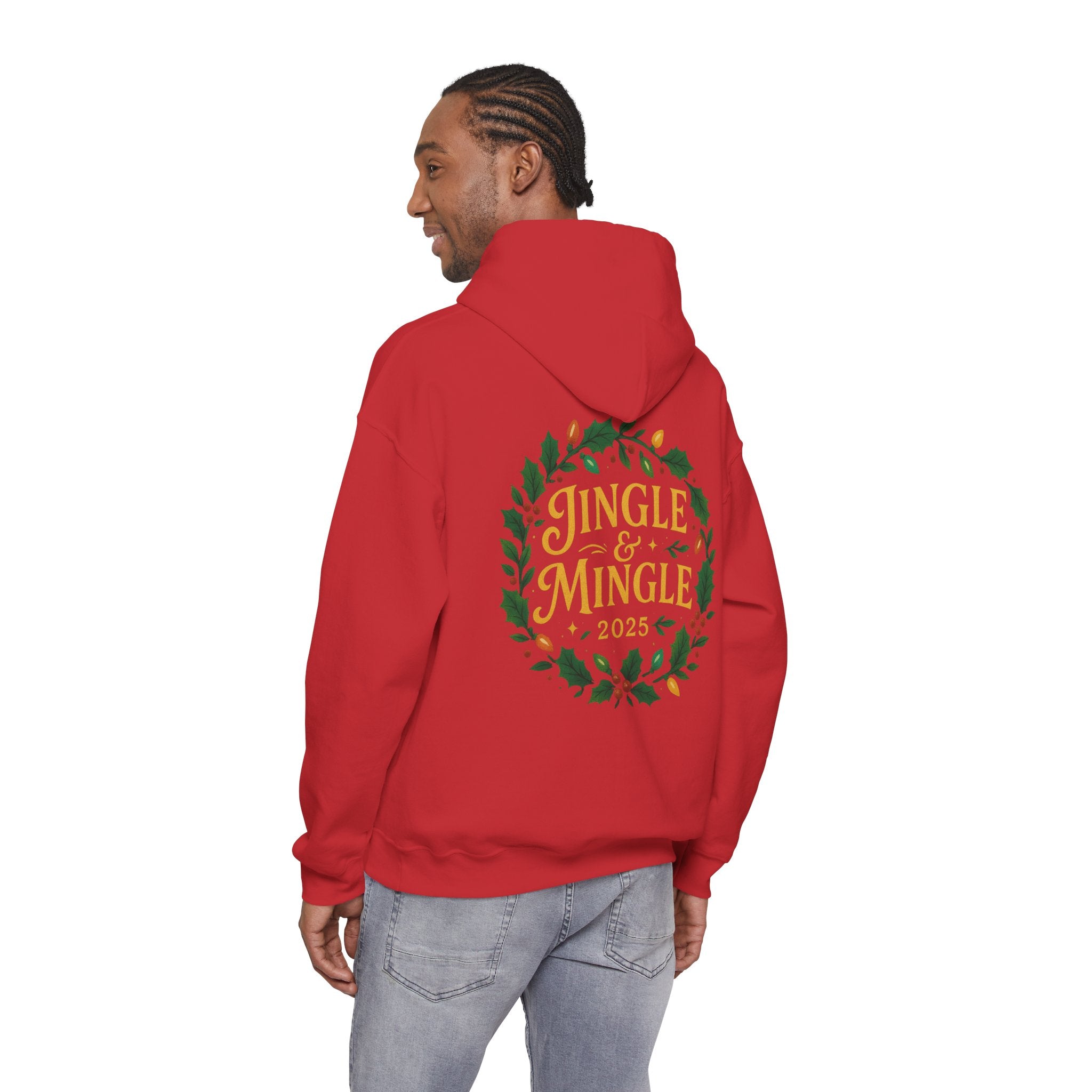 Jingle & Mingle Hooded Sweatshirt | Cozy Holiday Sweatshirt, Christmas Gift, Unisex Hoodie, Seasonal Apparel, Winter Wear