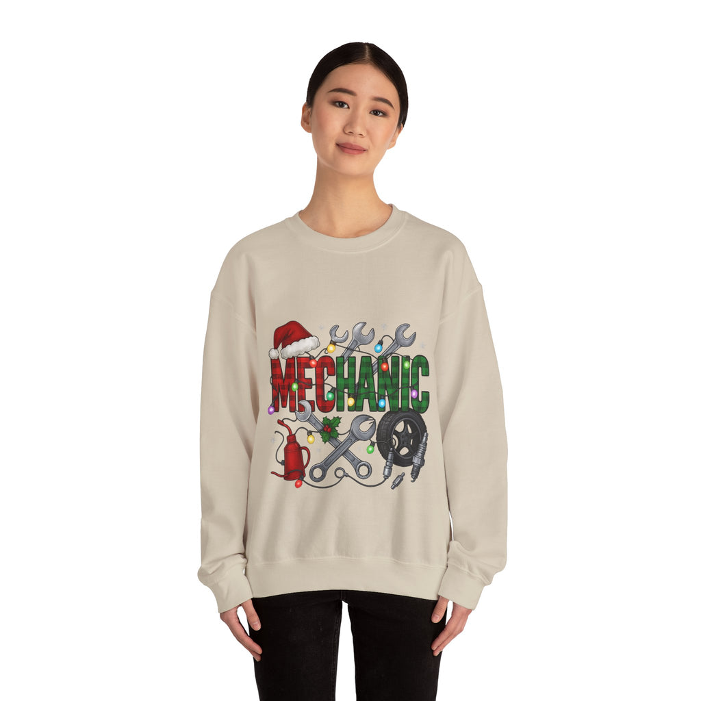 Mechanic Holiday Sweatshirt, Festive Crewneck, Gift for Mechanics, Winter Apparel, Christmas Sweatshirt, Unisex Clothing