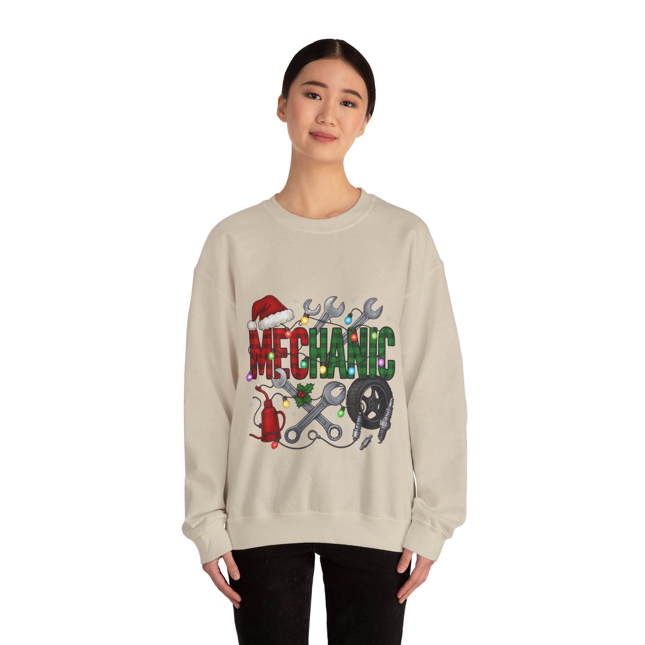 Mechanic Holiday Sweatshirt, Festive Crewneck, Gift for Mechanics, Winter Apparel, Christmas Sweatshirt, Unisex Clothing