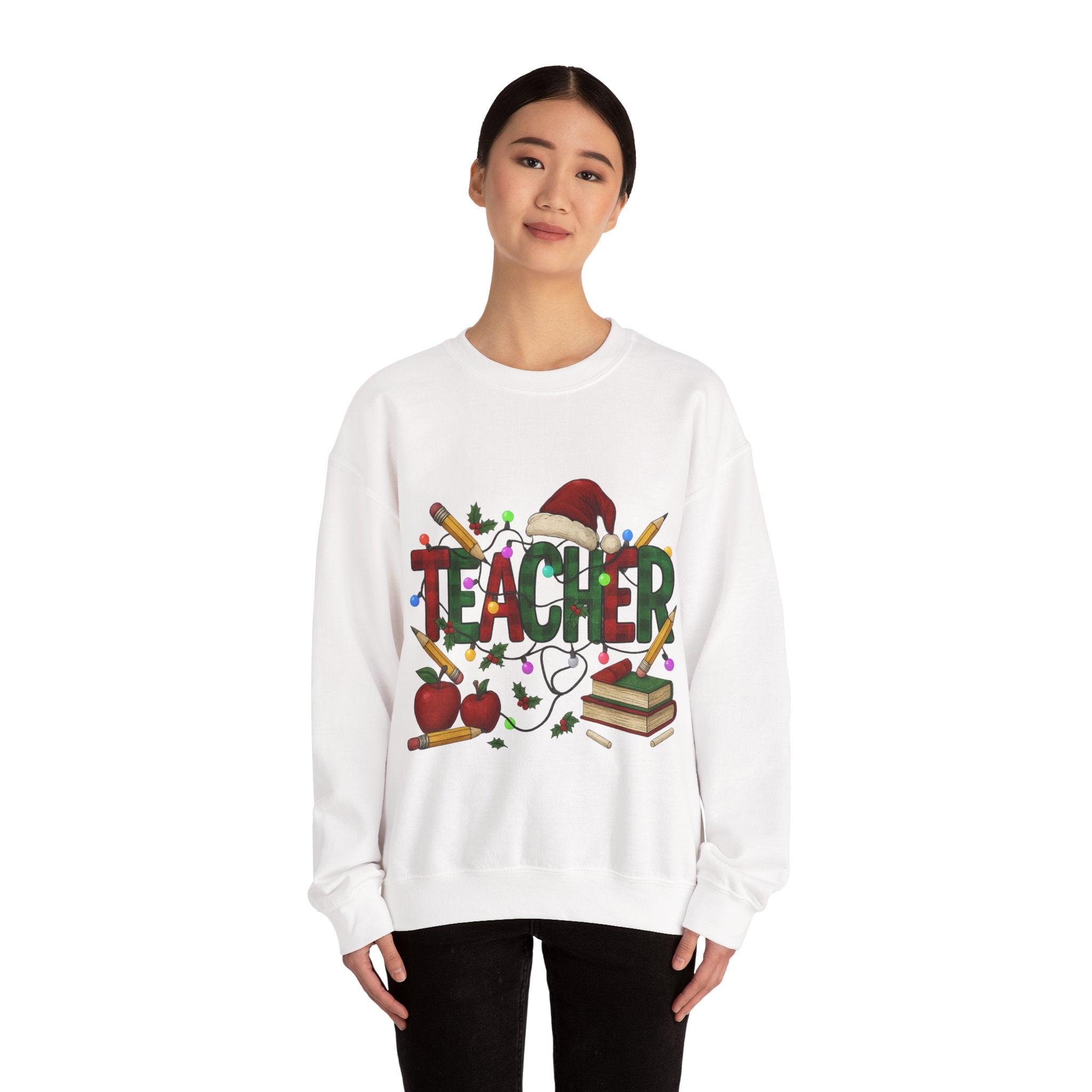Festive Teacher Sweatshirt: Cozy Gift for Educators, Holiday Apparel, Classroom Style, Warm Winter Wear, Teacher Appreciation