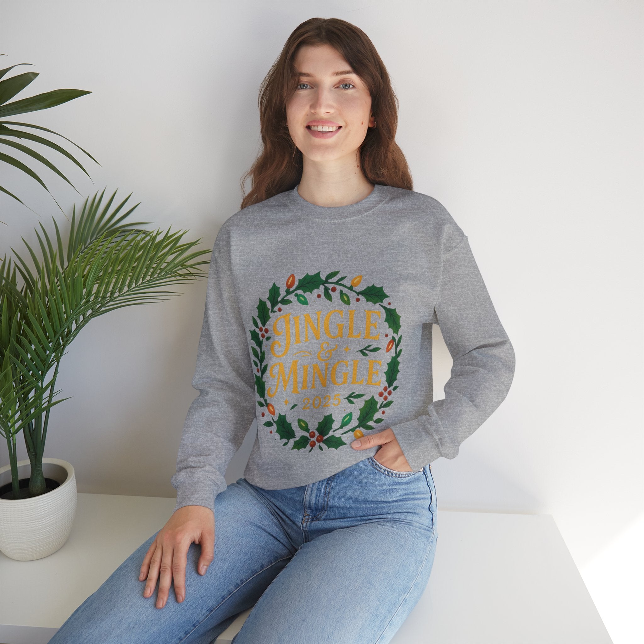 Jingle & Mingle Crewneck Sweatshirt - Cozy Holiday Apparel, Unisex Christmas Gift, Winter Fashion, Festive Sweater, Seasonal Style