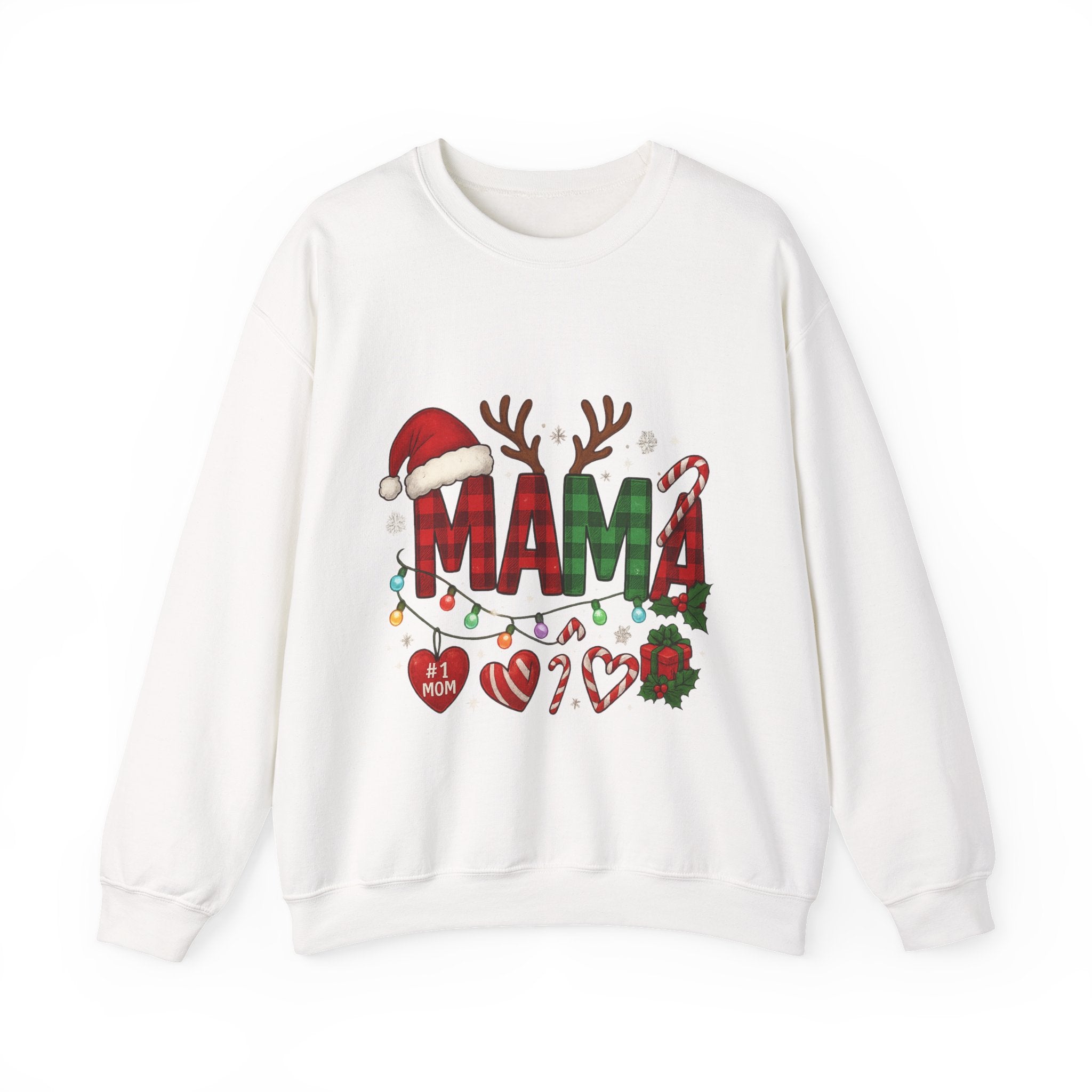 Festive Mama Crewneck Sweatshirt, Christmas Gift for Mom, Holiday Apparel, Merry Mama Sweater, Cozy Family Wear