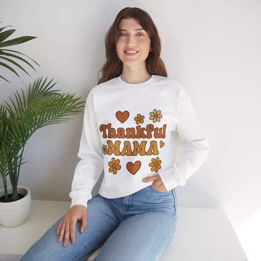 Thankful Mama Crewneck Sweatshirt | Cozy Gift for Moms, Fall Fashion, Family Gatherings, Gratitude Sweater, Thanksgiving Outfit