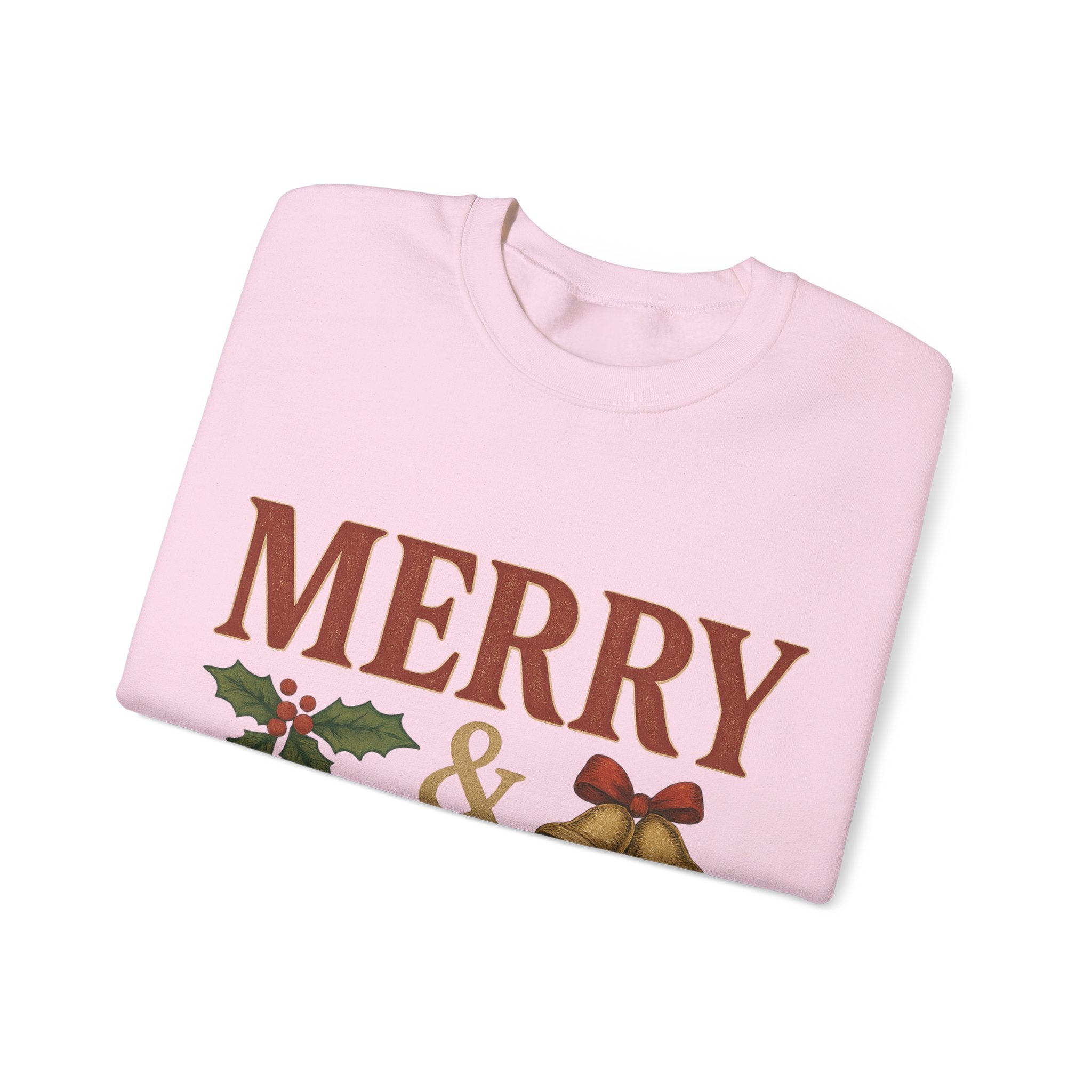 Merry & Bright Crewneck Sweatshirt – Cozy Holiday Pullover, Unisex Christmas Sweater, Warm Winter Gift for Friends & Family