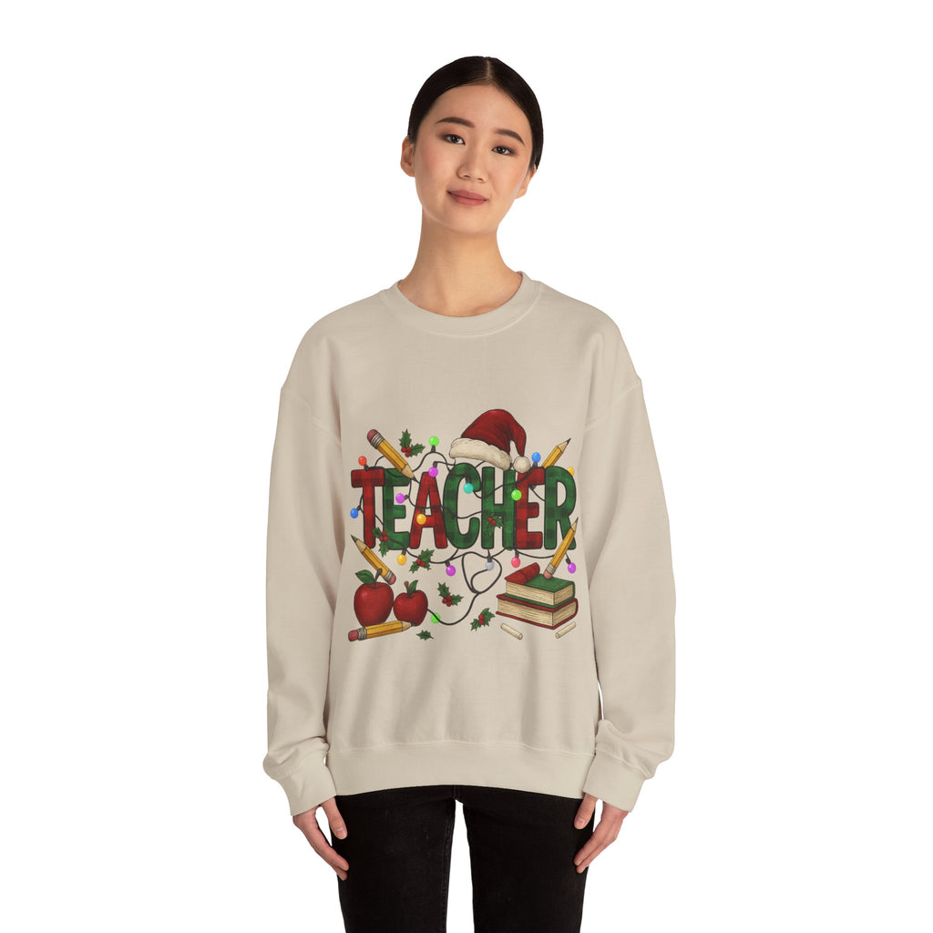 Festive Teacher Sweatshirt: Cozy Gift for Educators, Holiday Apparel, Classroom Style, Warm Winter Wear, Teacher Appreciation