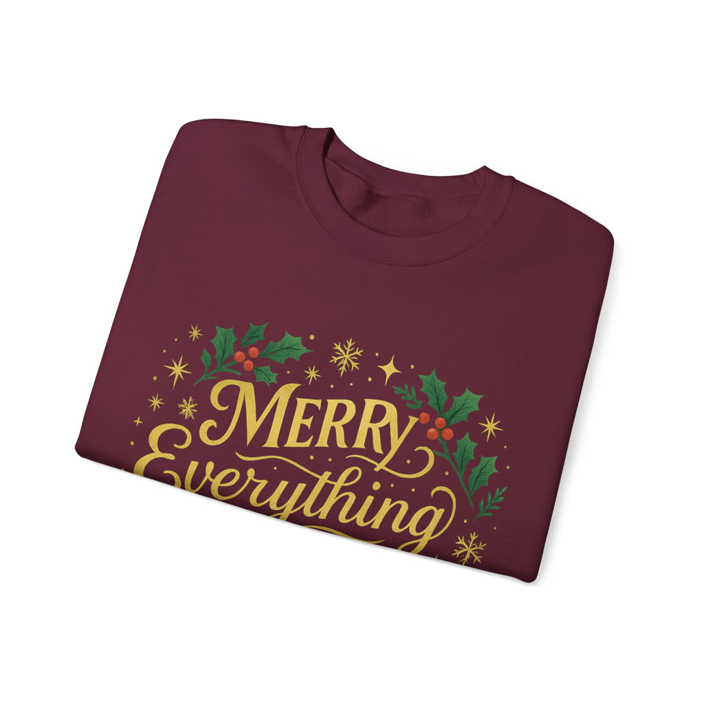 Merry Everything Crewneck Sweatshirt, Christmas Gift, Holiday Apparel, Unisex Sweater, Cozy Winter Wear