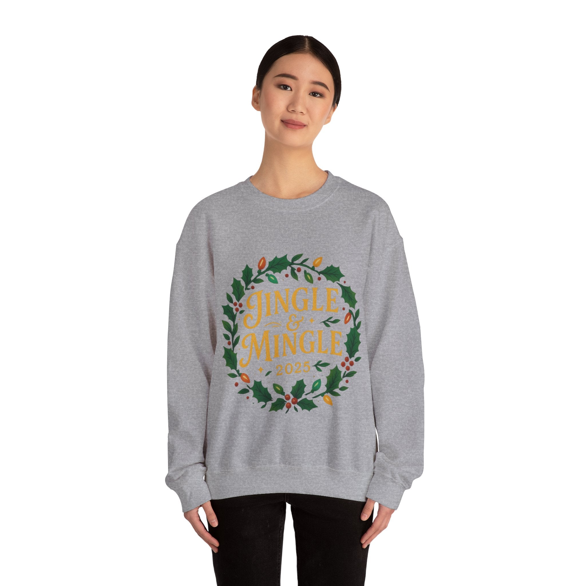 Jingle & Mingle Crewneck Sweatshirt - Cozy Holiday Apparel, Unisex Christmas Gift, Winter Fashion, Festive Sweater, Seasonal Style