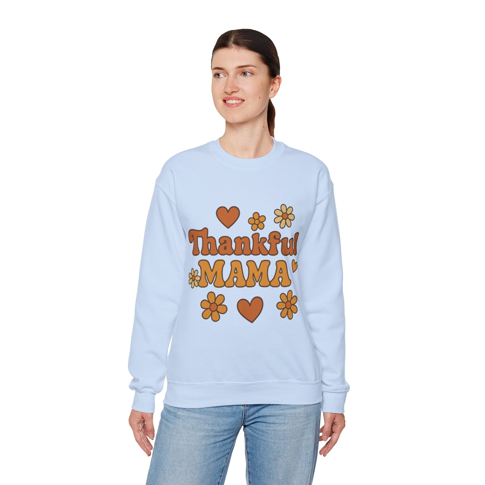 Thankful Mama Crewneck Sweatshirt | Cozy Gift for Moms, Fall Fashion, Family Gatherings, Gratitude Sweater, Thanksgiving Outfit