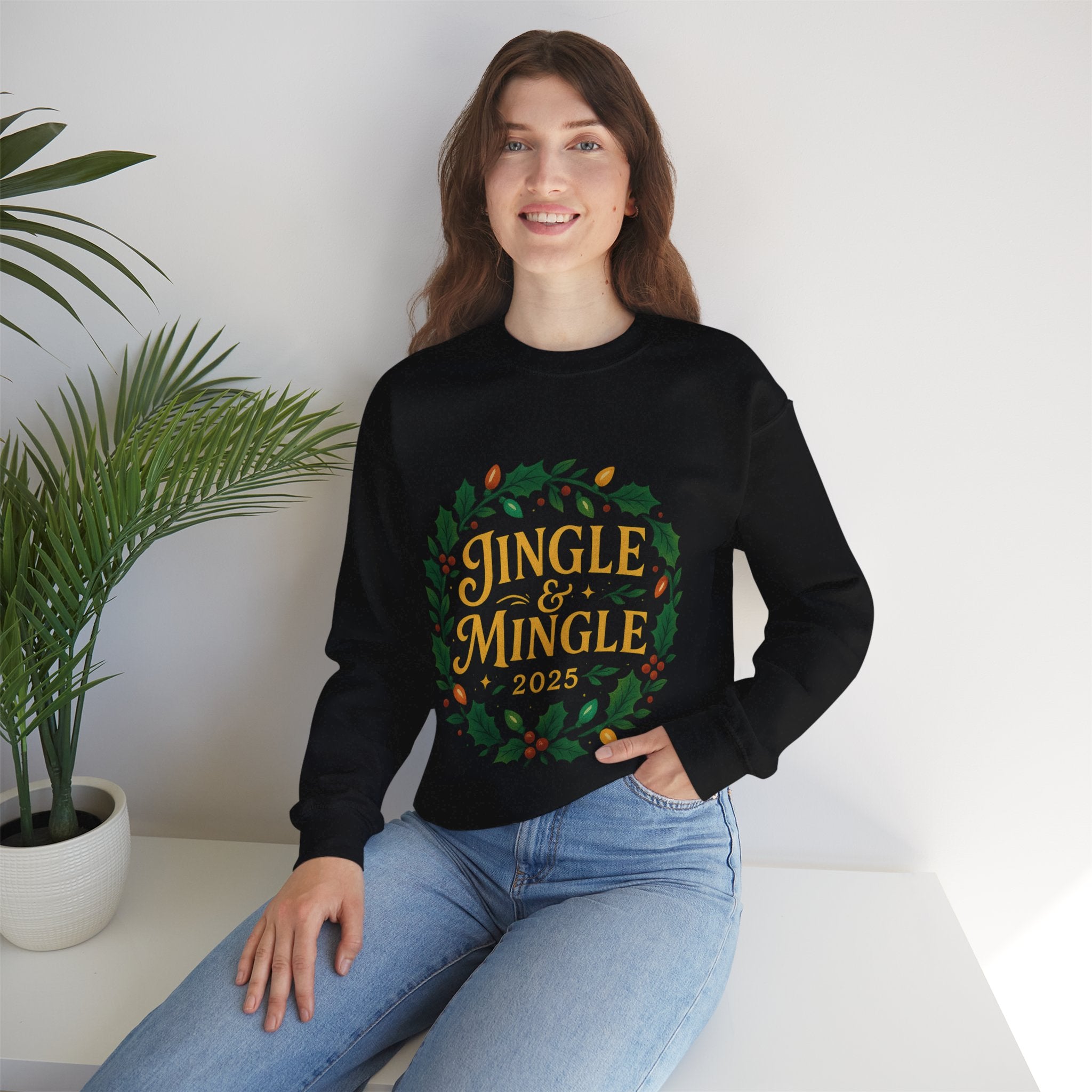 Jingle & Mingle Crewneck Sweatshirt - Cozy Holiday Apparel, Unisex Christmas Gift, Winter Fashion, Festive Sweater, Seasonal Style