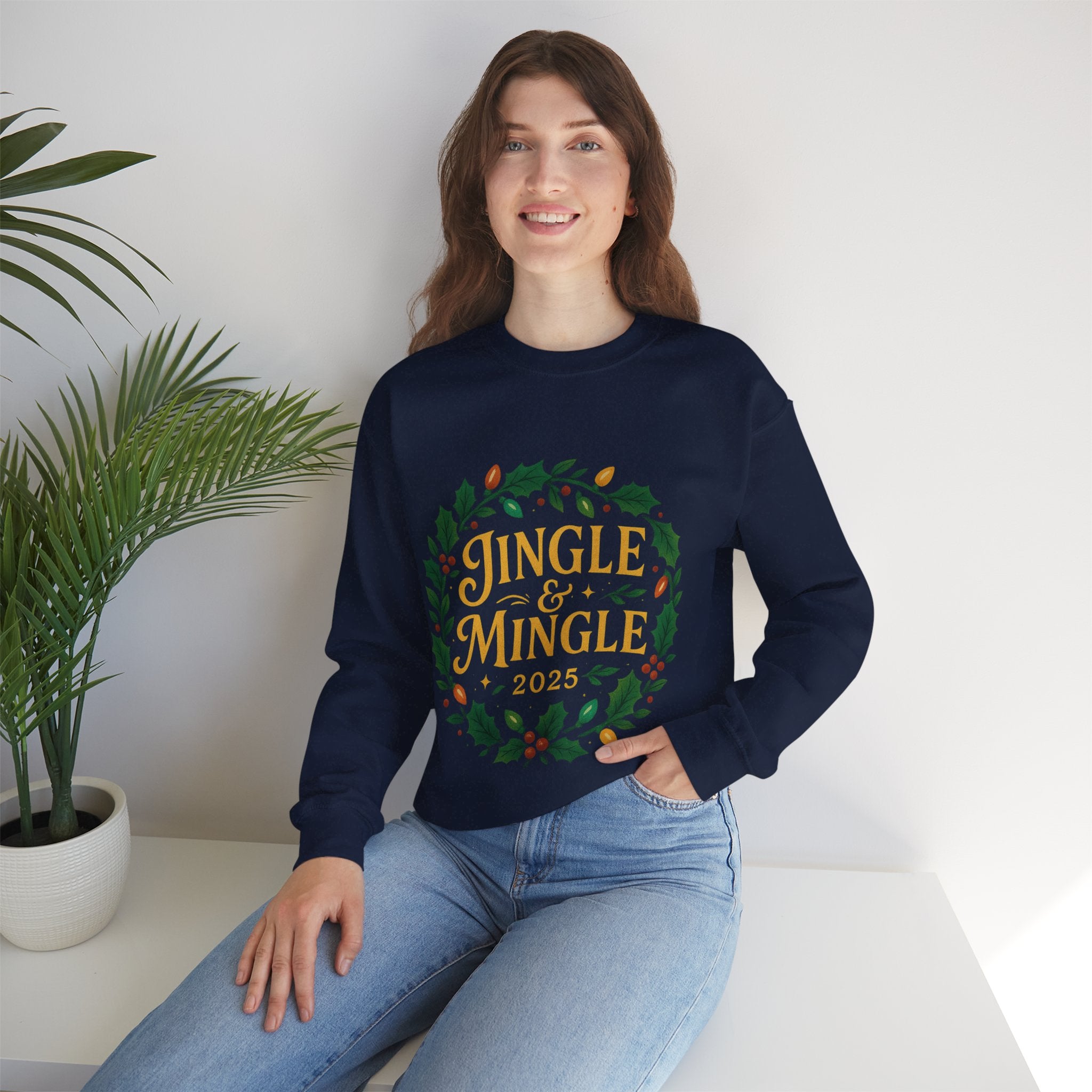 Jingle & Mingle Crewneck Sweatshirt - Cozy Holiday Apparel, Unisex Christmas Gift, Winter Fashion, Festive Sweater, Seasonal Style