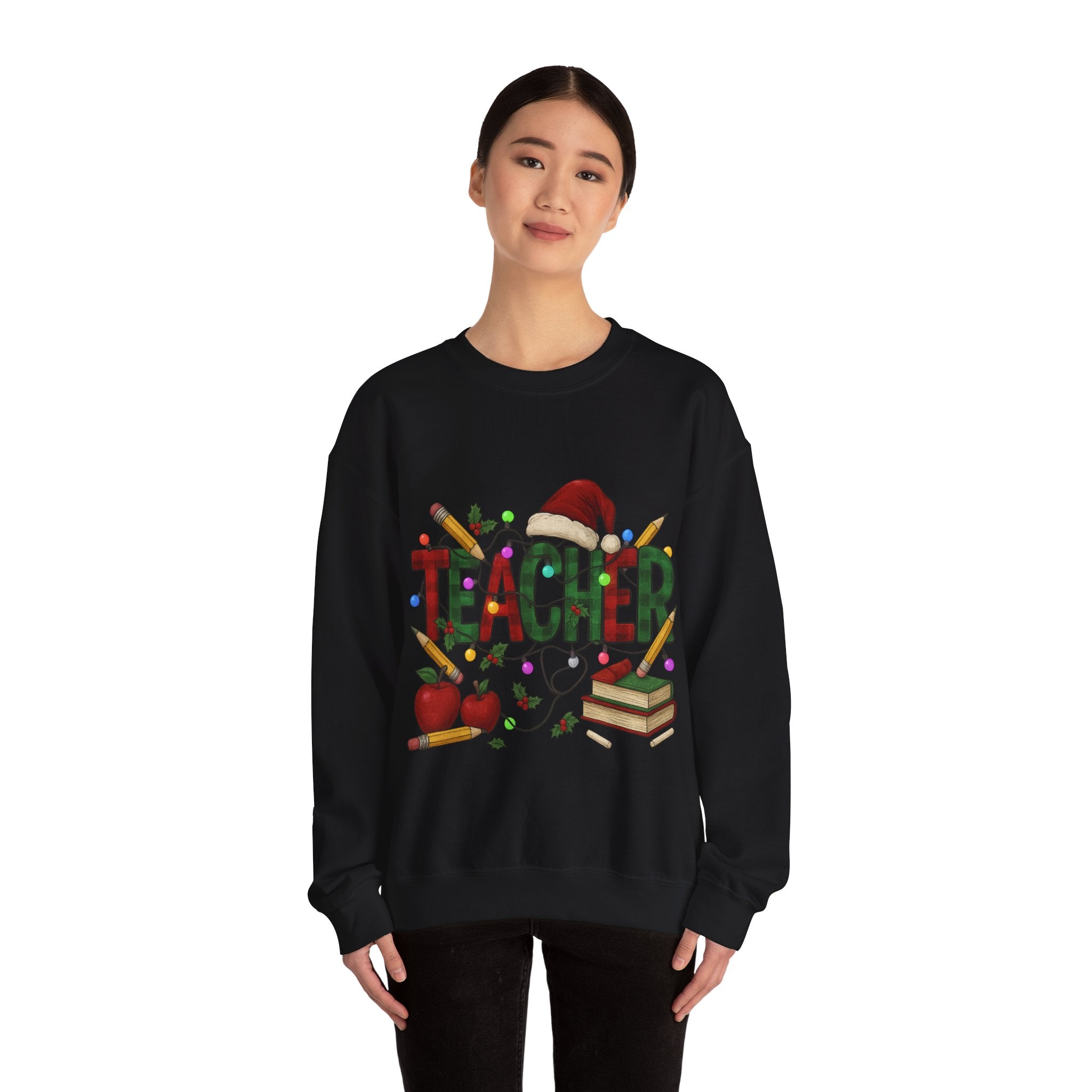 Festive Teacher Sweatshirt: Cozy Gift for Educators, Holiday Apparel, Classroom Style, Warm Winter Wear, Teacher Appreciation