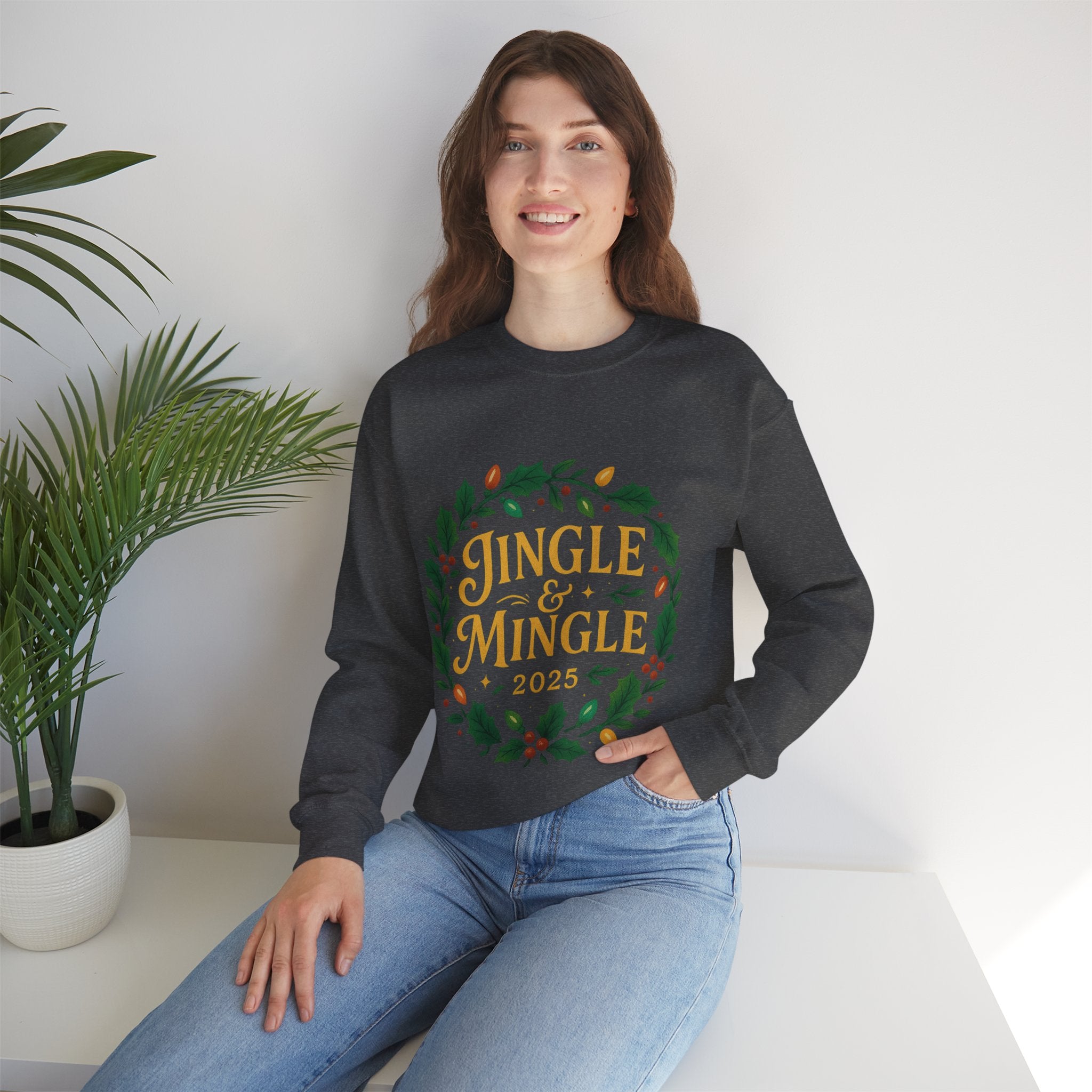 Jingle & Mingle Crewneck Sweatshirt - Cozy Holiday Apparel, Unisex Christmas Gift, Winter Fashion, Festive Sweater, Seasonal Style